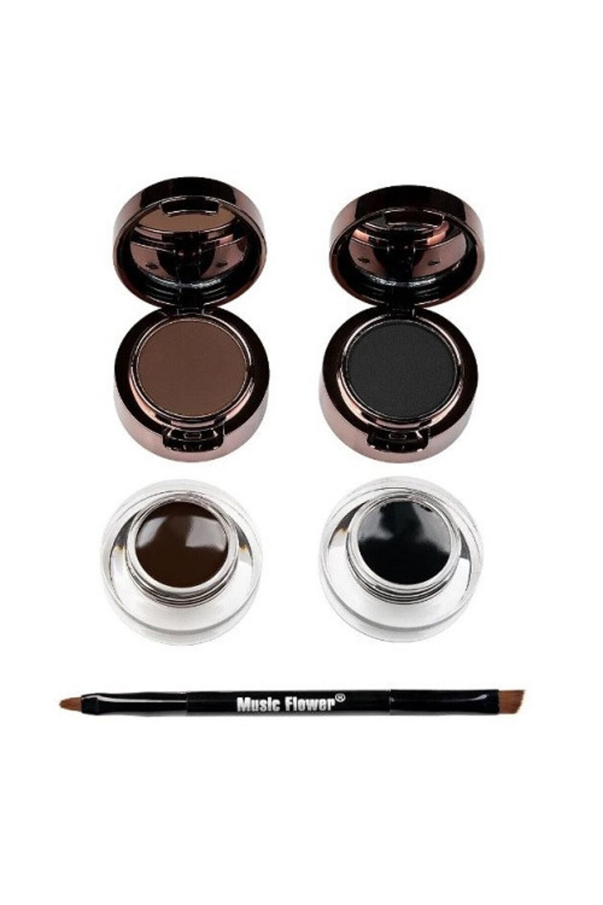 Makeup Kit Sprancene, Music Flower, 2 Tus Gel, 2 Fard Sprancene, Pensula Aplicare - One Size