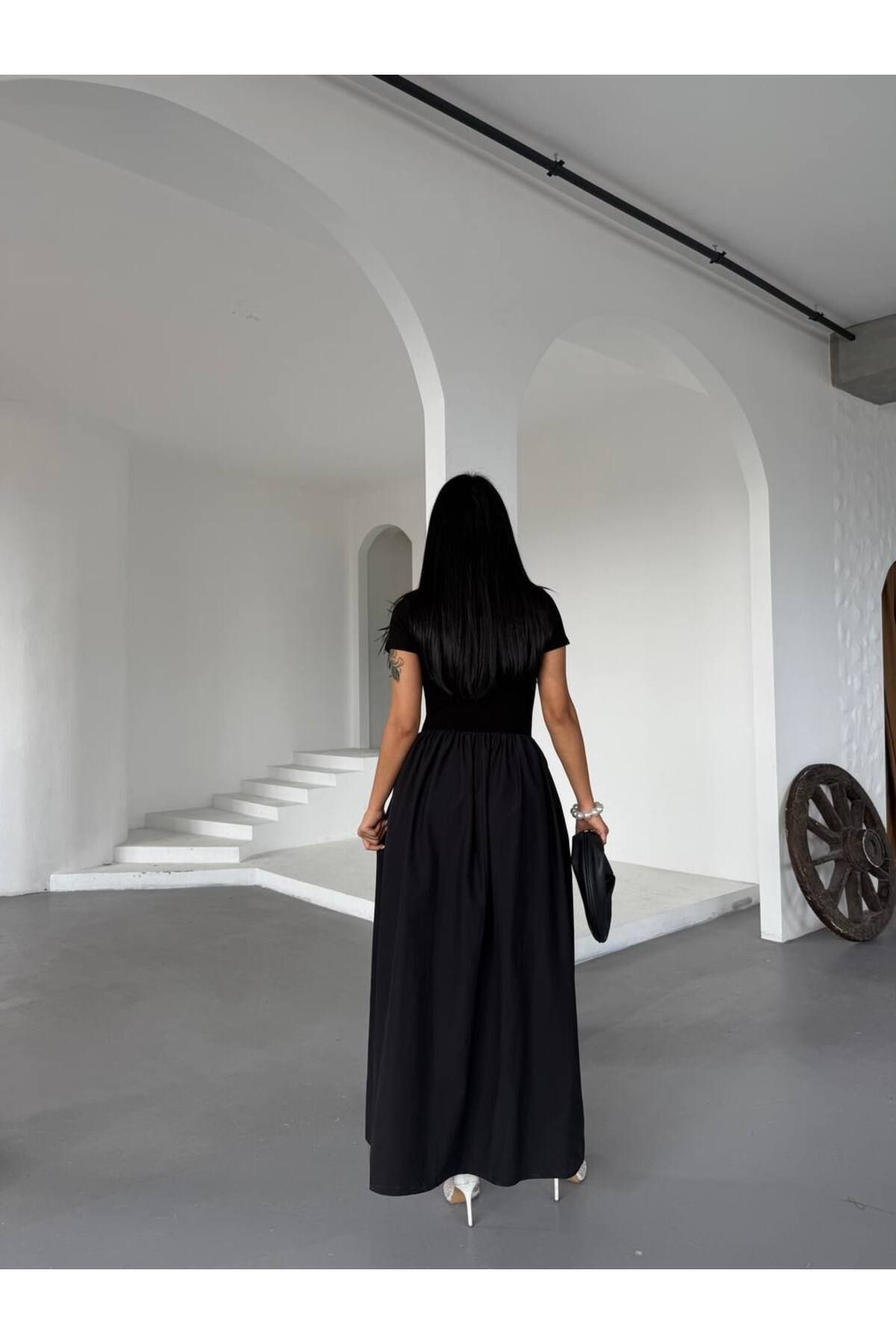 ILLE-Short Sleeve Flounce Maxi Dress 3