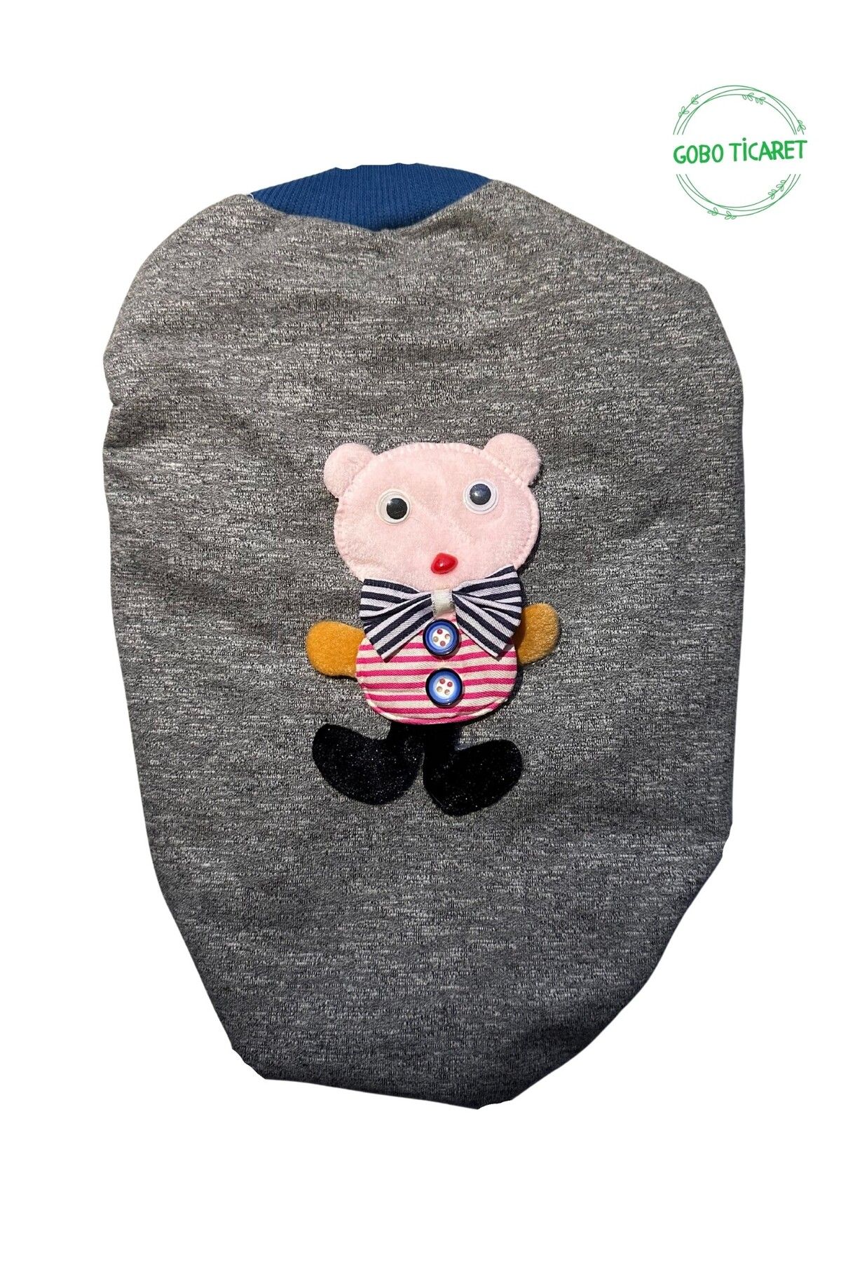 Goboticaret-Cute White Teddy Bear Accessory Appliqued Gray Cat Dog Outfit Dress 3