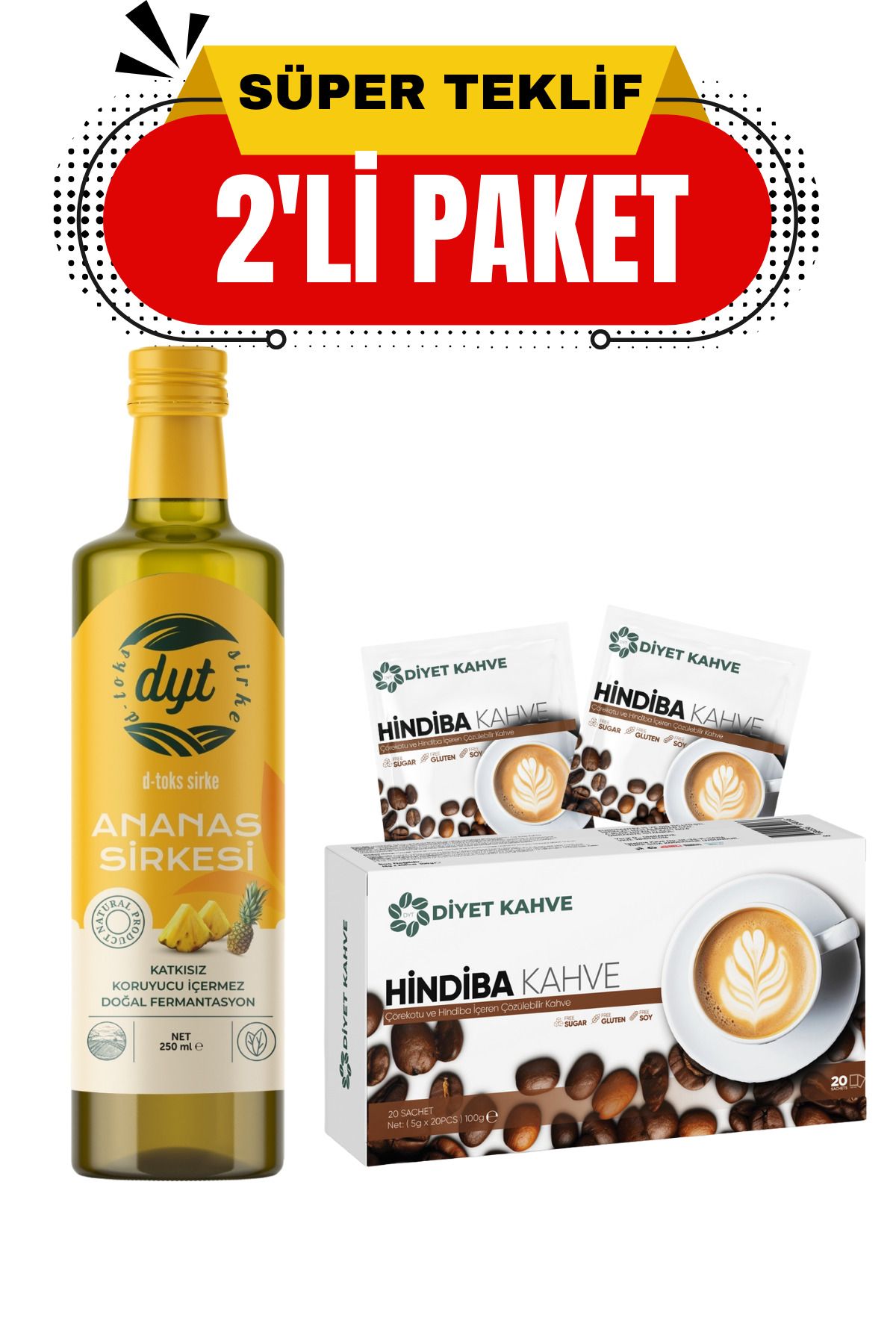 Hindiba Kahve Şase ve Ananas Sirkesi (İKİLİ PAKET)