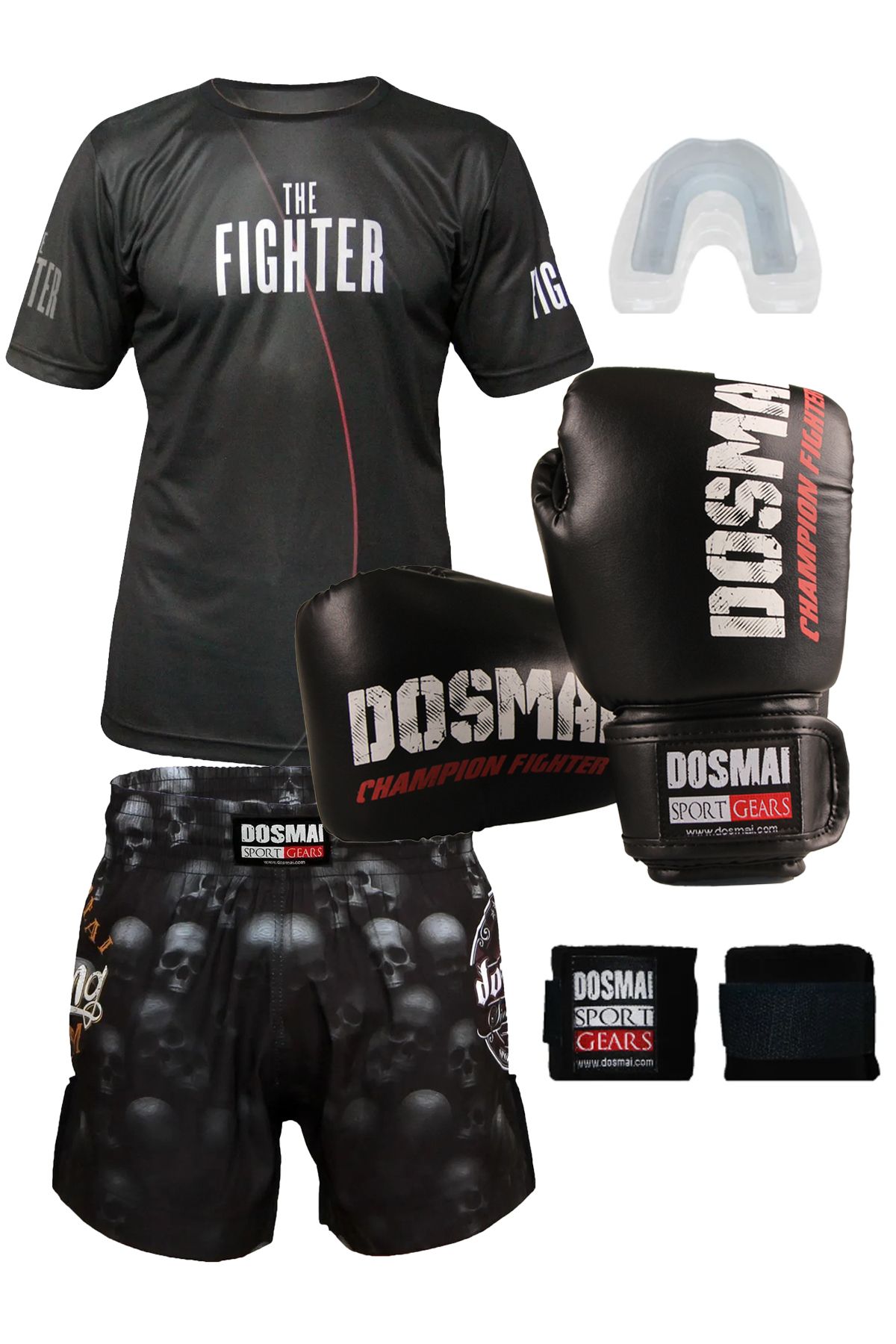 DO-SMAI Boks Kick Boks Muay Thai İnferno Boks Seti Boks Eldiveni Spor T-Shirt Şort Takımı Başlangıç Paketi