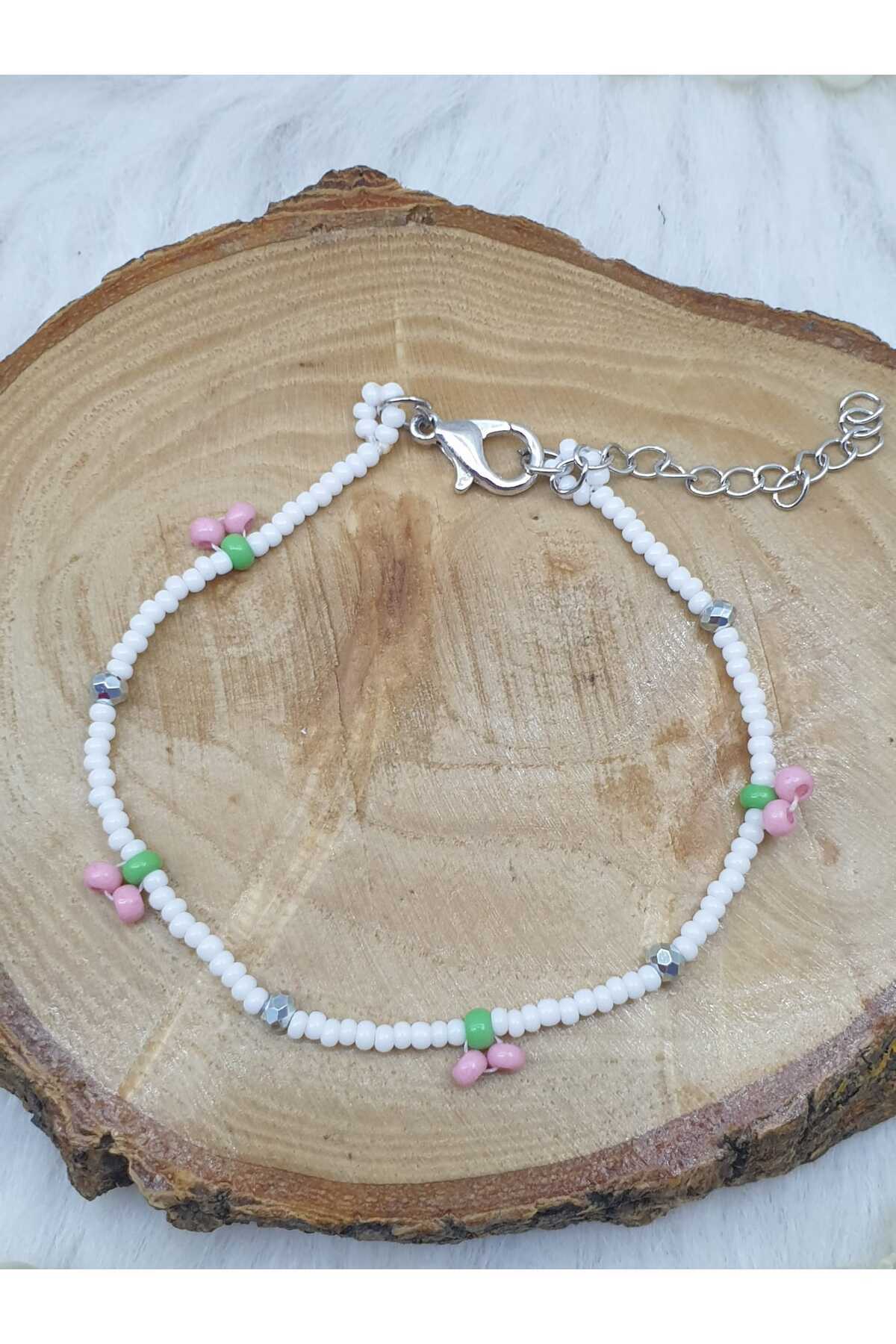 HAPPY HANDMADE-2Pcs 19cm Cherry Bracelet/Pink Red Friendship Sisterhood Bracelet/Gift 4
