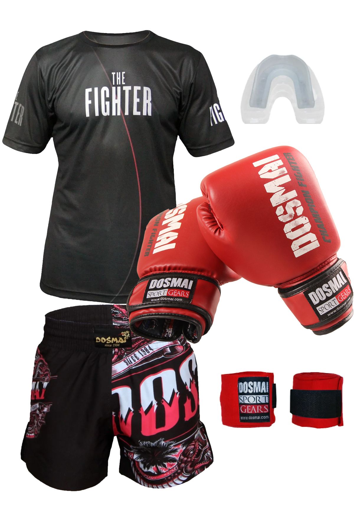DO-SMAI Boks Kick Boks Muay Thai İnferno Boks Seti Boks Eldiveni Spor T-Shirt Şort Takımı Başlangıç Paketi
