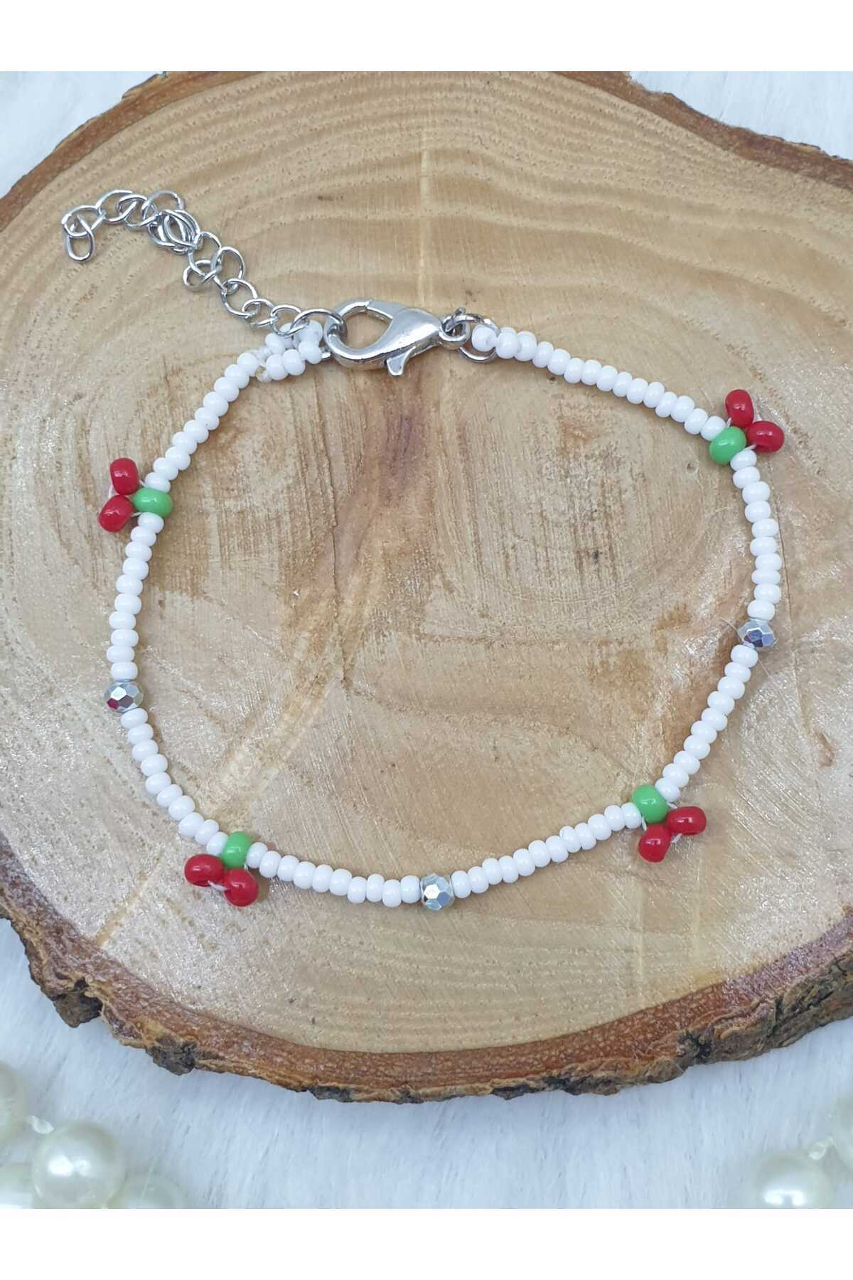HAPPY HANDMADE-2Pcs 19cm Cherry Bracelet/Pink Red Friendship Sisterhood Bracelet/Gift 3
