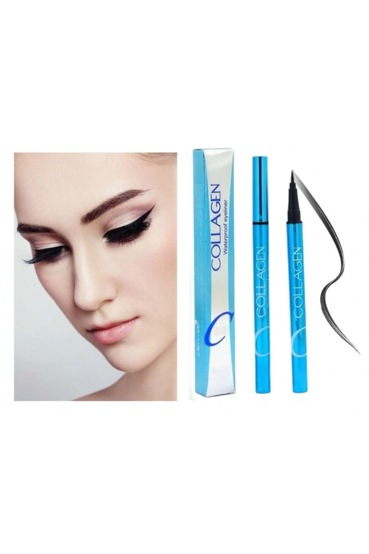 Million Pauline Tus De Ochi, Rezistent, Million Pauline, Colagen, Waterproof Eyeliner, Negru, 1 Ml - One Size