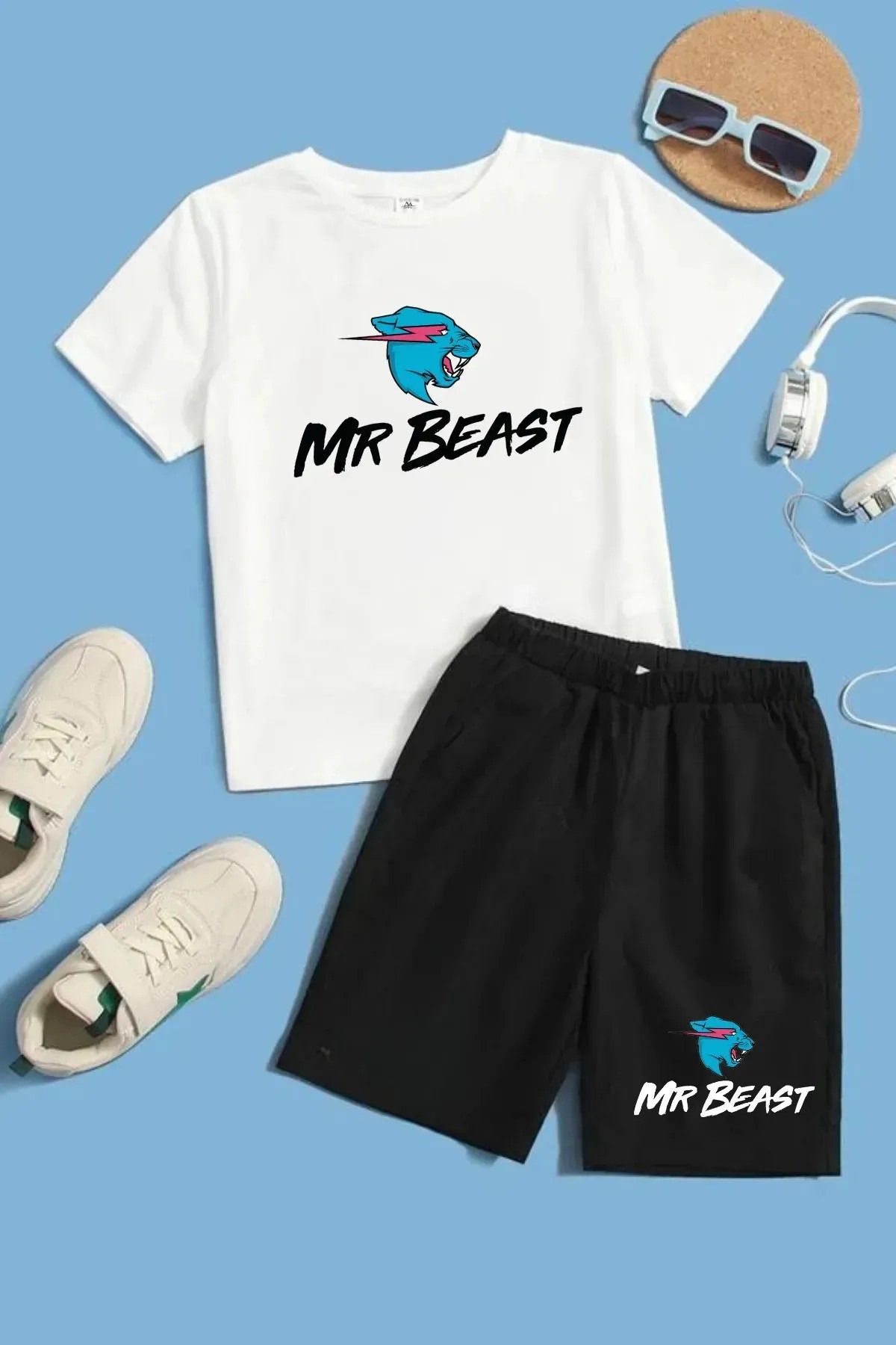 Drapara mr beast - Jimmy Baskılı T-shirt şort Eşofman Alt Üst Takımı