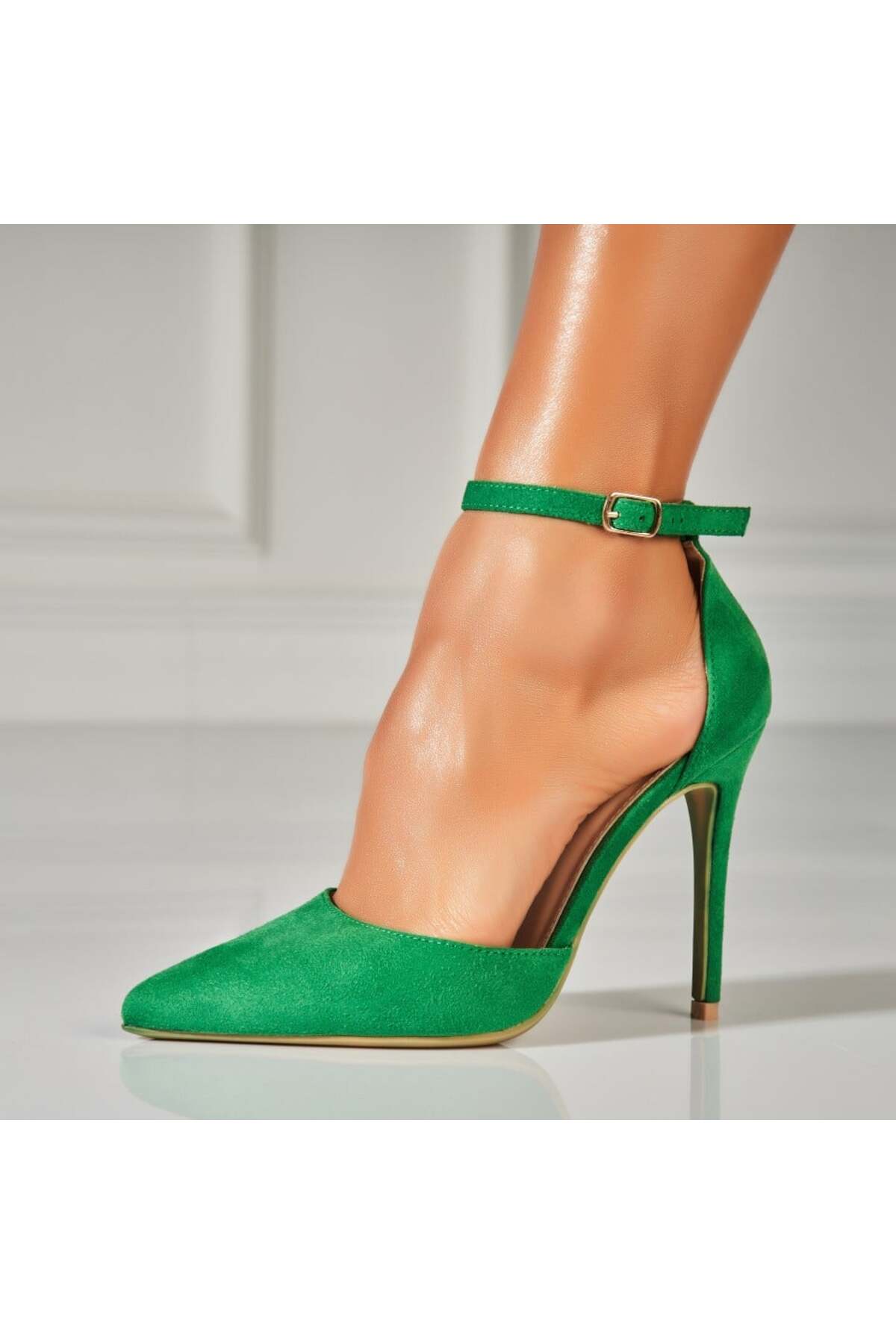 Joana Pantofi Dama Stiletto Verzi Din Piele Ecologica Intoarsa Krish2 Femeie - 40