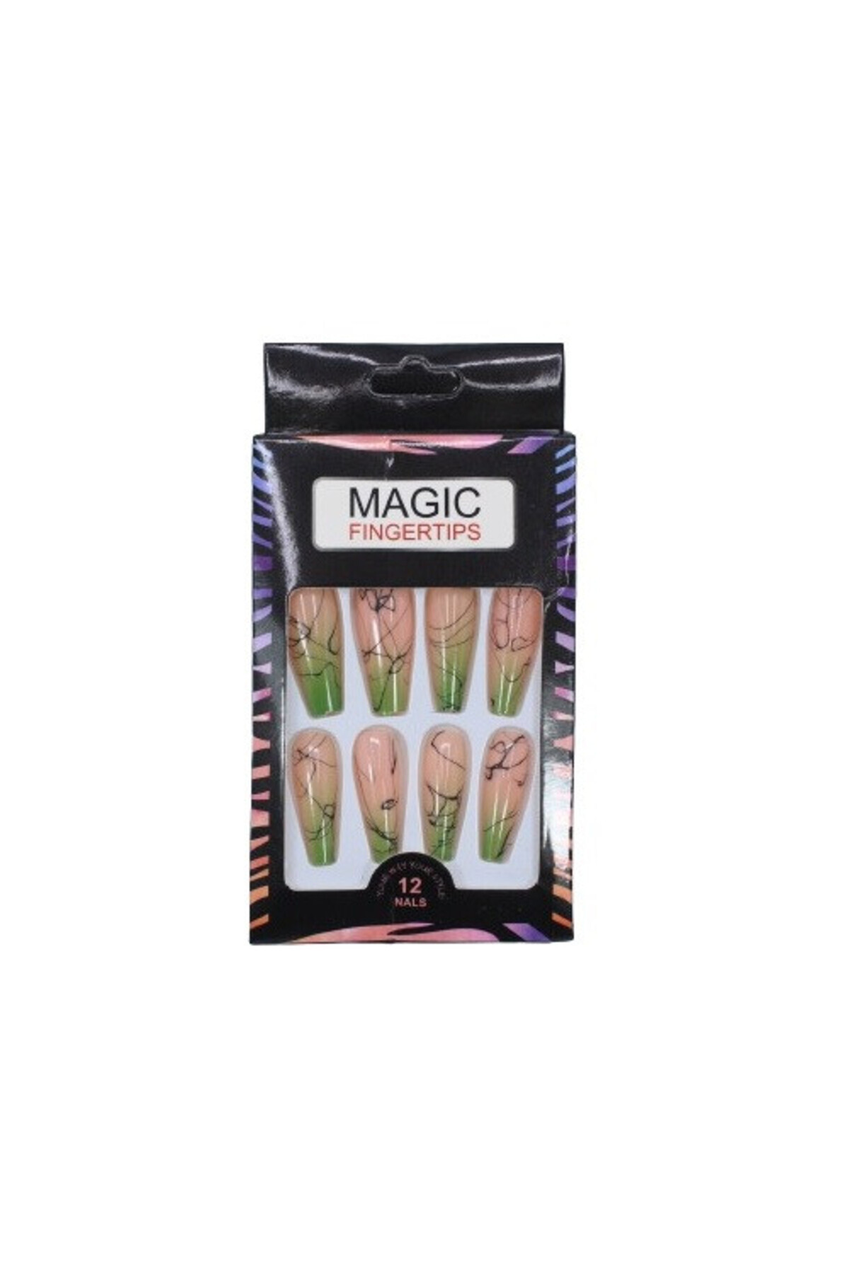 Meijer-Set of 12 False Nails with Appearance, Magic Fingertips, 06 1