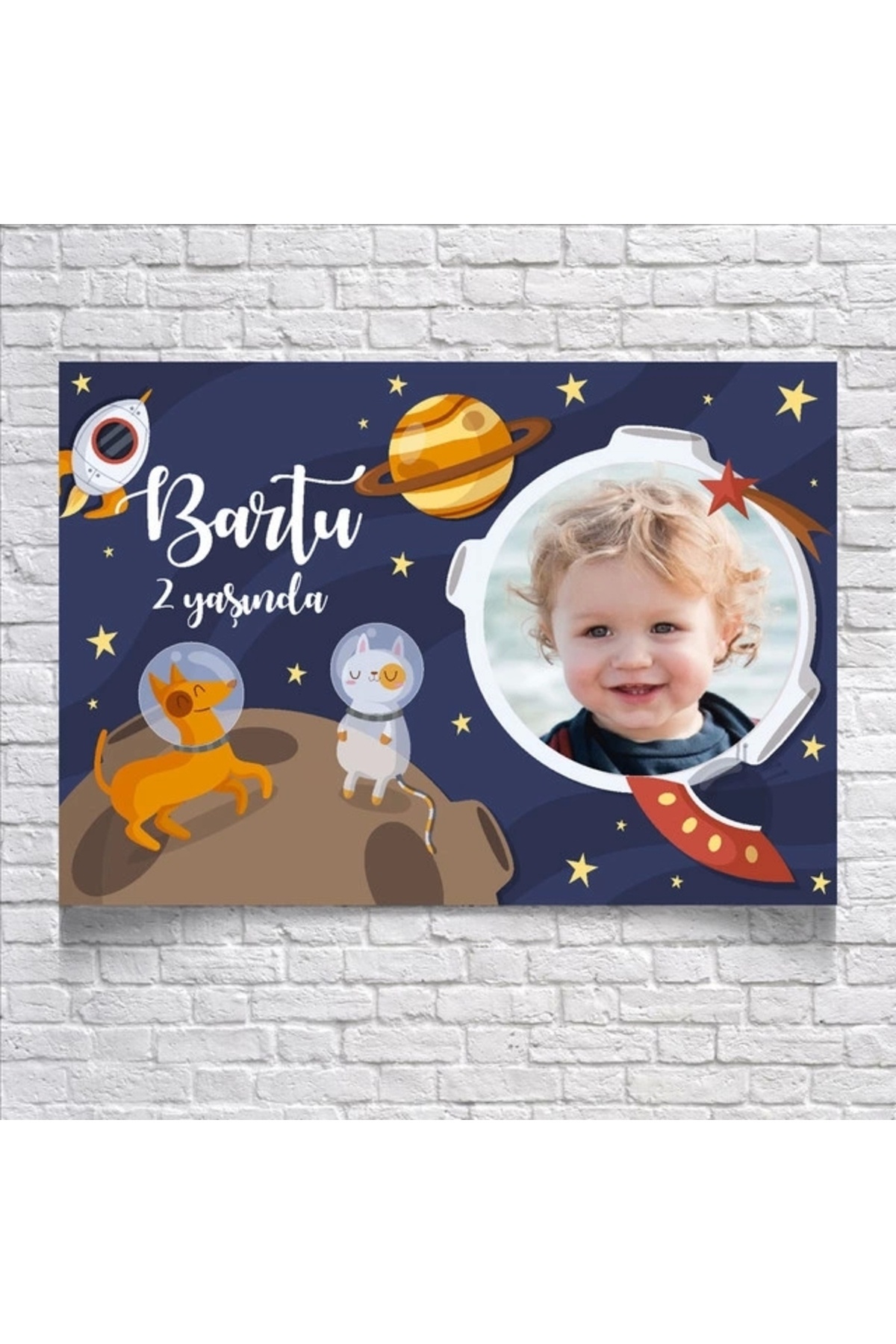 Reysa Tasarım Uzay Temalı Doğum Günü Afişi Resimli 35x50 Cm