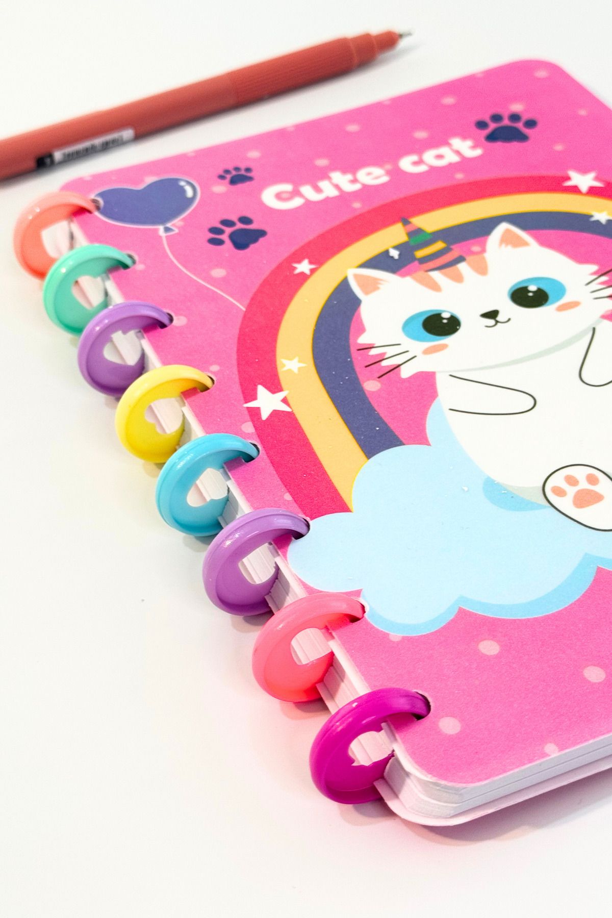 caps office-160 Sheets A5 Cat Themed Notebook + Mechanical Tip Pen Stationery Set 5