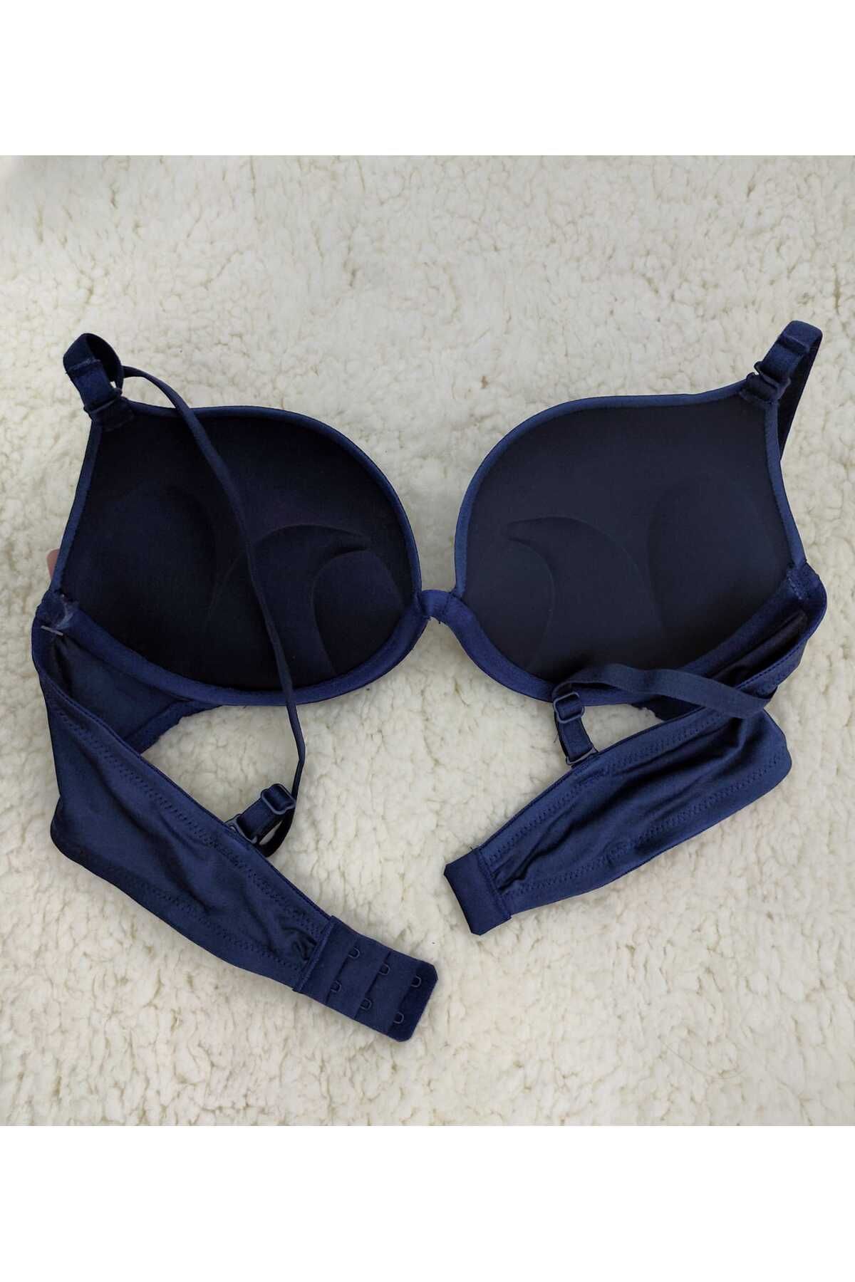 DÜVEN-Σουτιέν Push Up Double Padding Navy Blue - Pop Up Διπλό Στήριγμα Μονό Μπλουζάκι 3