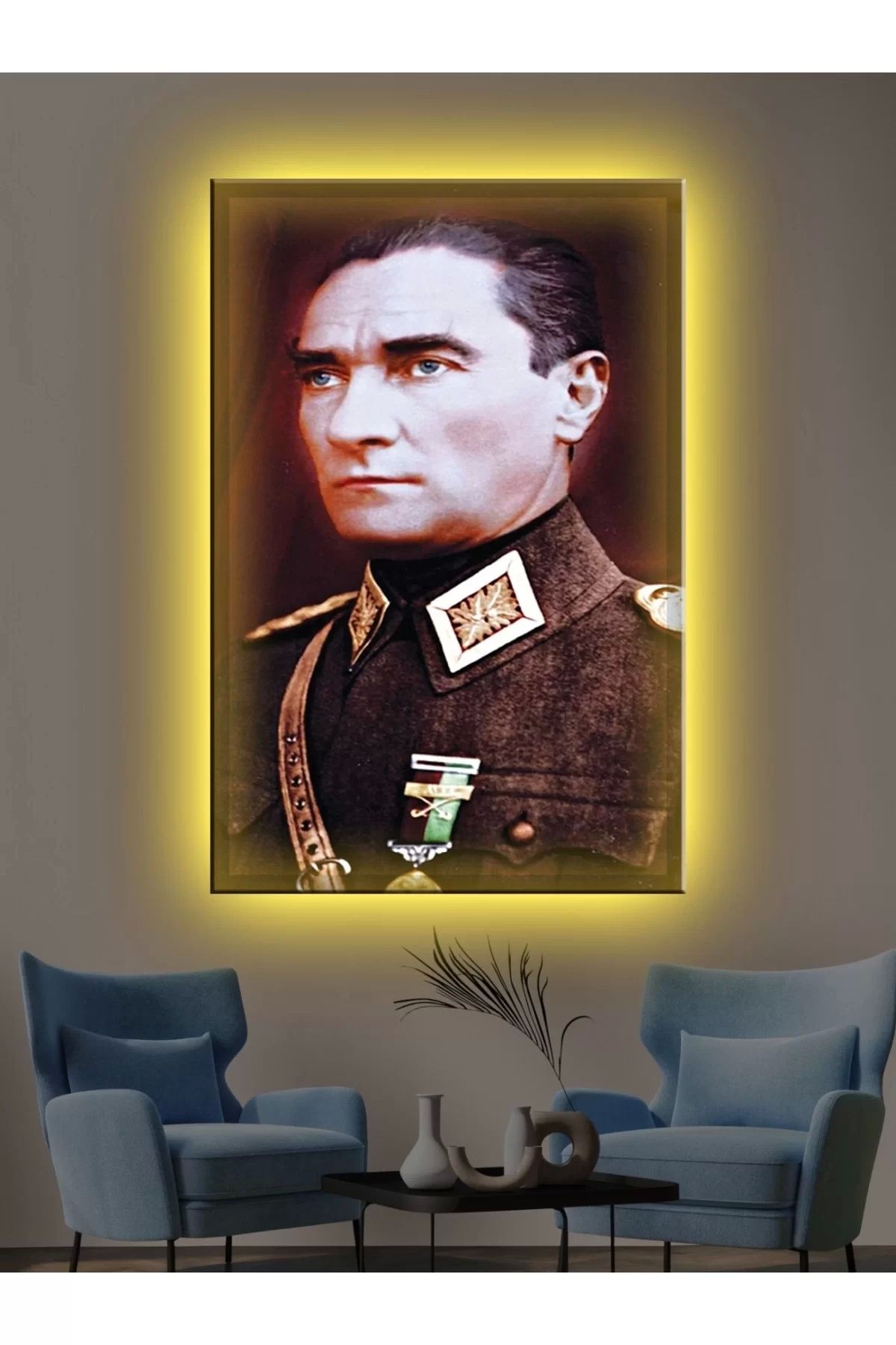 feifei Led Işıklı Atatürk Kanvas Tabloları