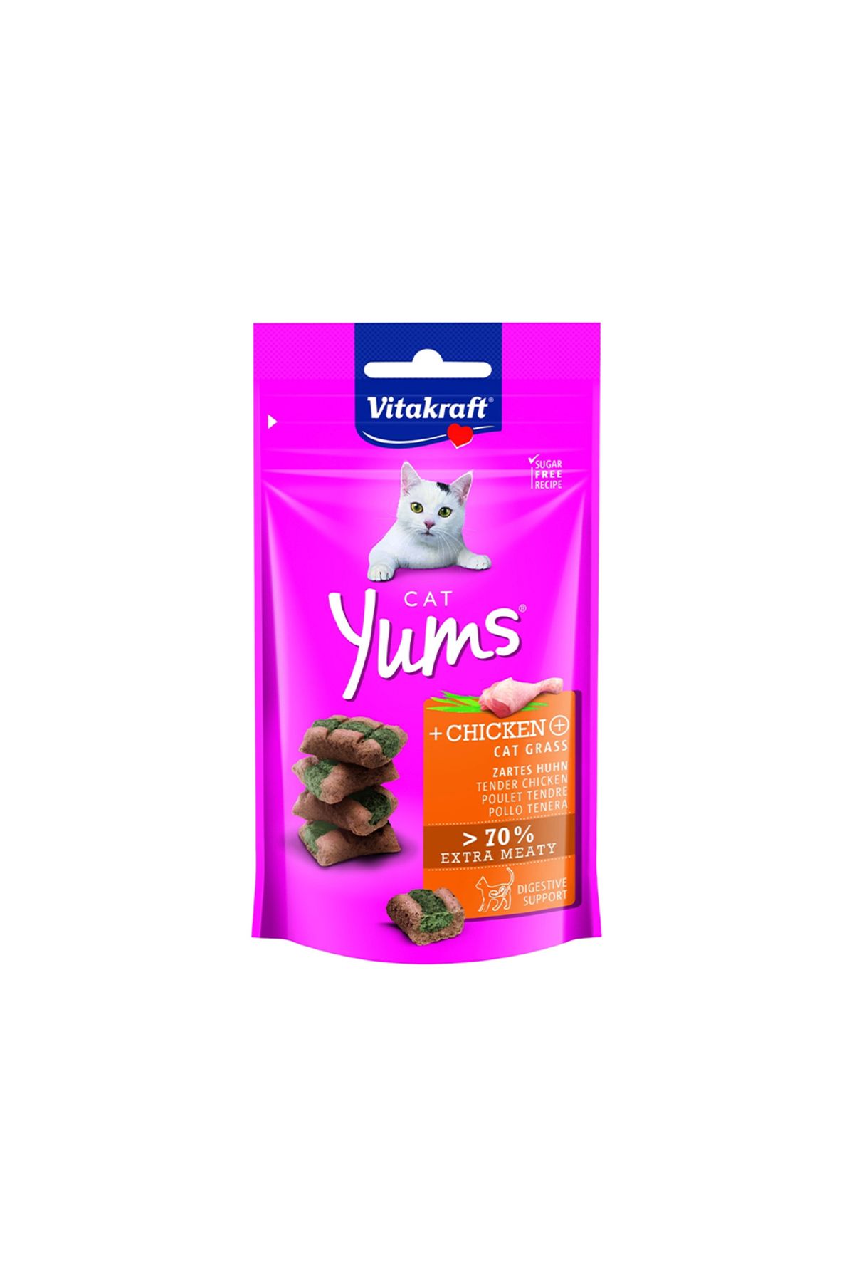 Vitakraft-Vitakraft Cat Yums Chicken & Catnip Cat Treat - 40g 1