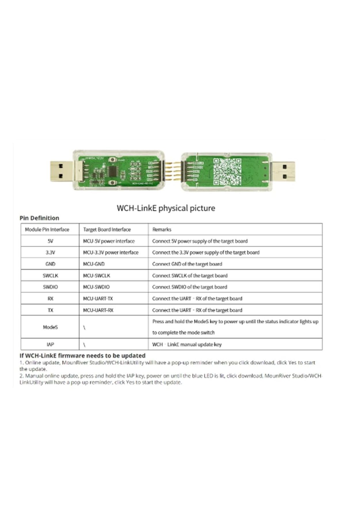 Choice-WCH Link Online Download Debugger Architecture MCU/SWD Interface 1 Serial Port to USB 7