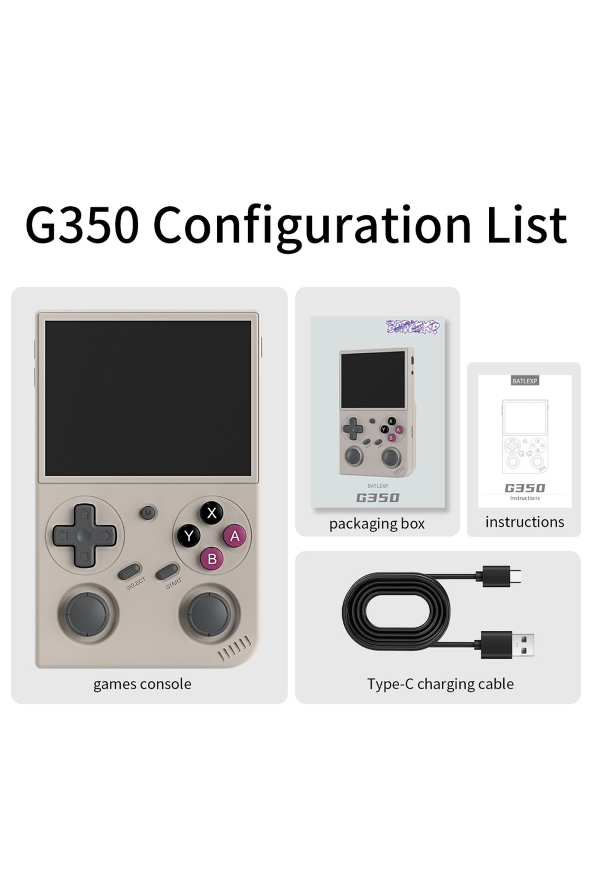 Choice-Gray BATLEXP G350 Retro Handheld Game Console Linux 64-bit System 3.5" IPS Screen RK3326 Portable Po 1