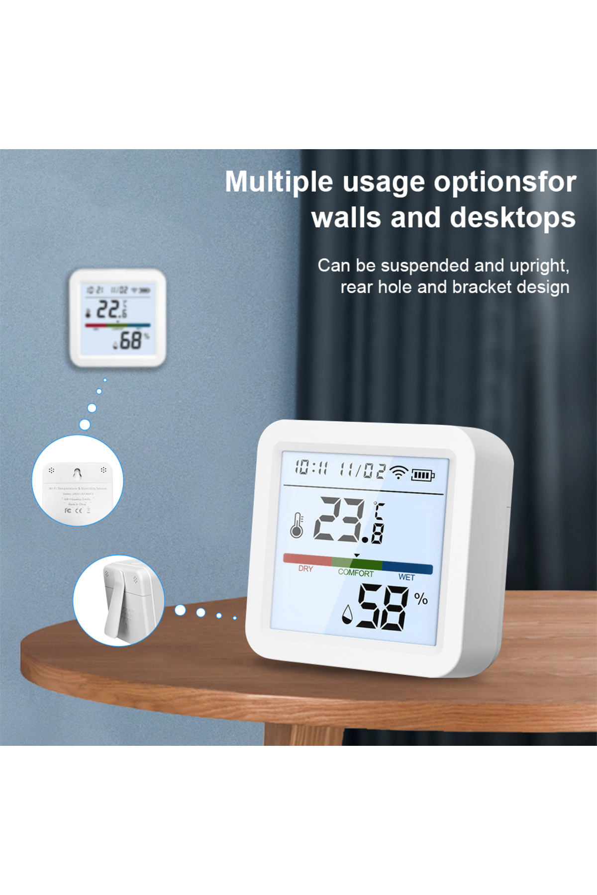 Choice1-WIFI 1PCS Tuya Smart WiFi/Zigbee Temperature and Humidity Sensor Indoor Hygrometer Thermometer with 5