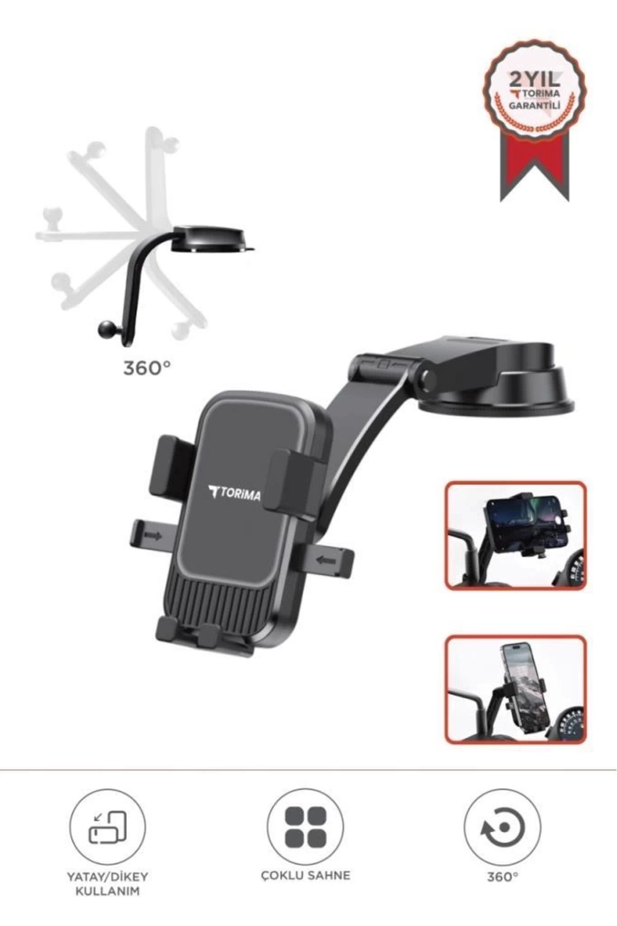 NZM TİCARET Jx-053 Siyah Araç İçi Vantuzlu 360 Derece Telefon Tutucu