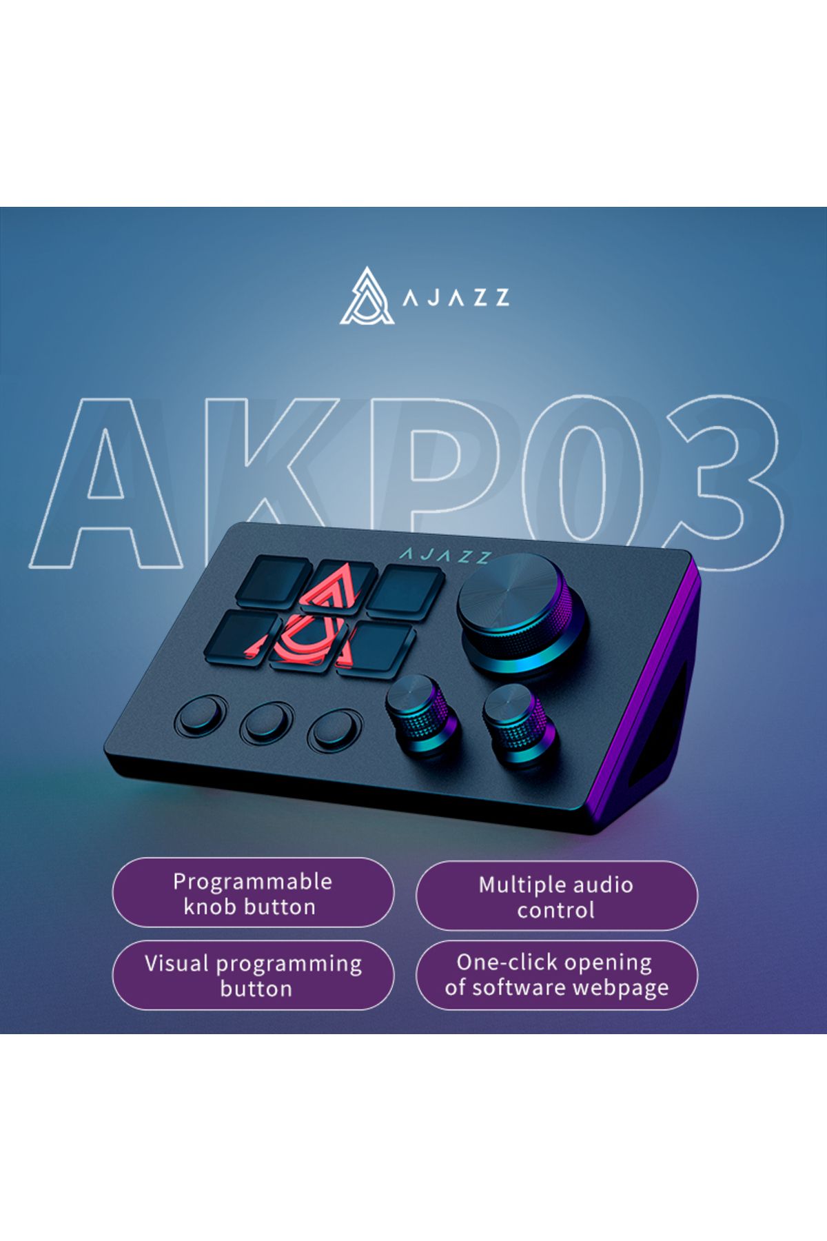 Ajazz-BLACK Ajazz AKP03E Programmable Macro Keyboard 12 Keys Mechanical Gaming Keyboard Custom Button Mini 1