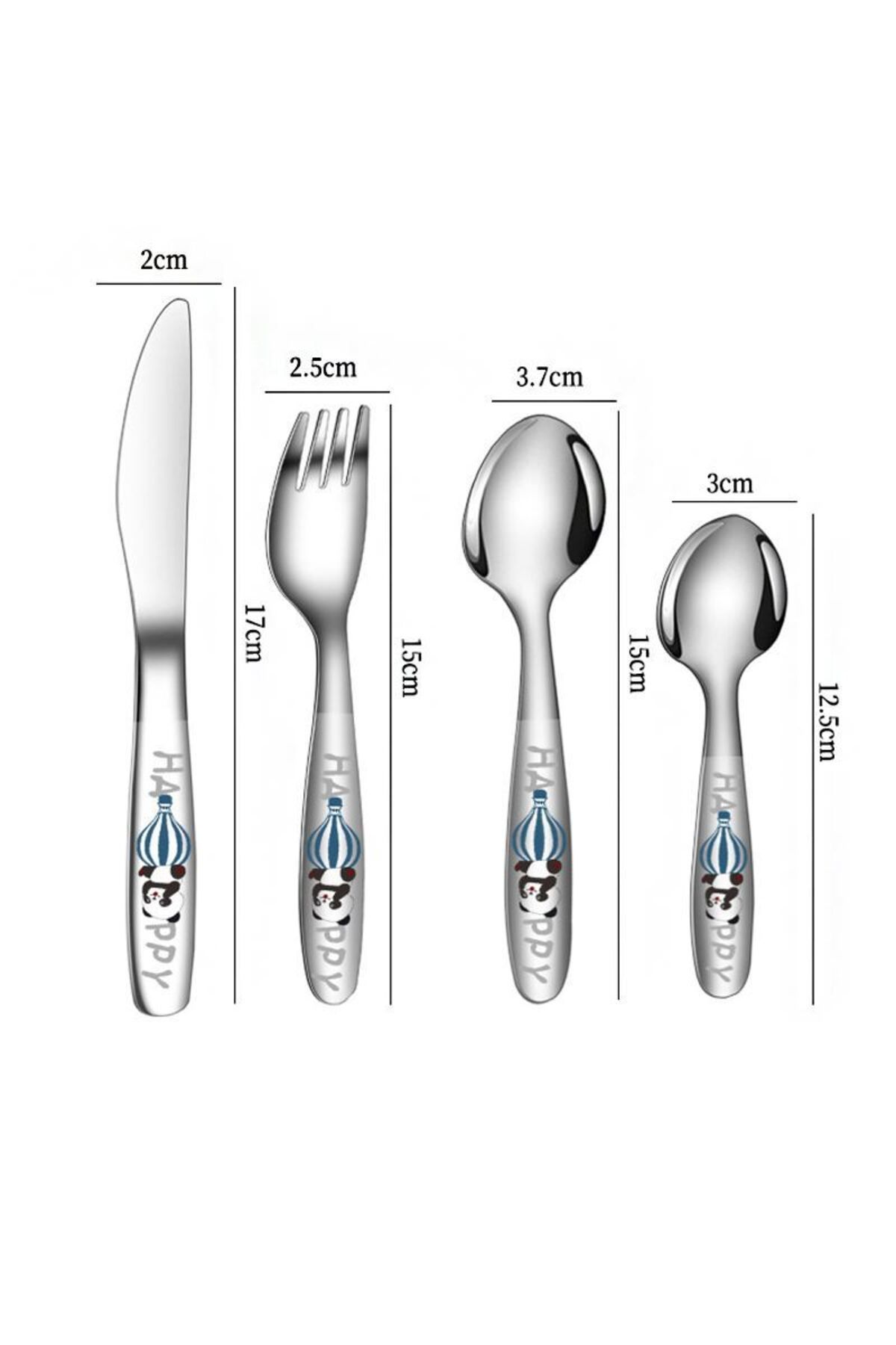 Chavin-304 Steel Panda Printed Children's Spoon and Fork Knife Set Mt150 6