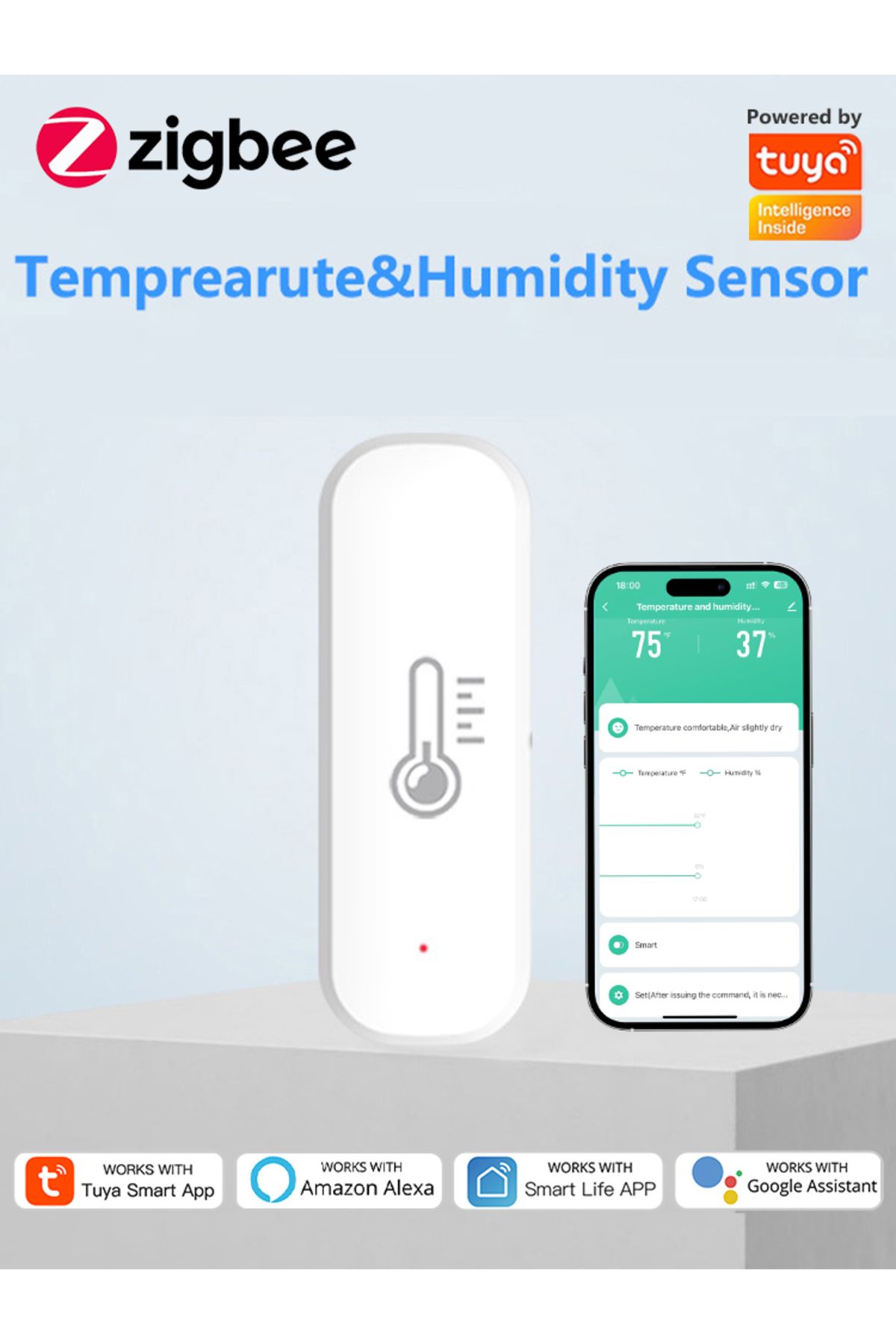 Choice-Tuya Zigbee Smart Temperature Humidity Sensor Indoor Hygrometer Controller Monitoring Work With S... 7