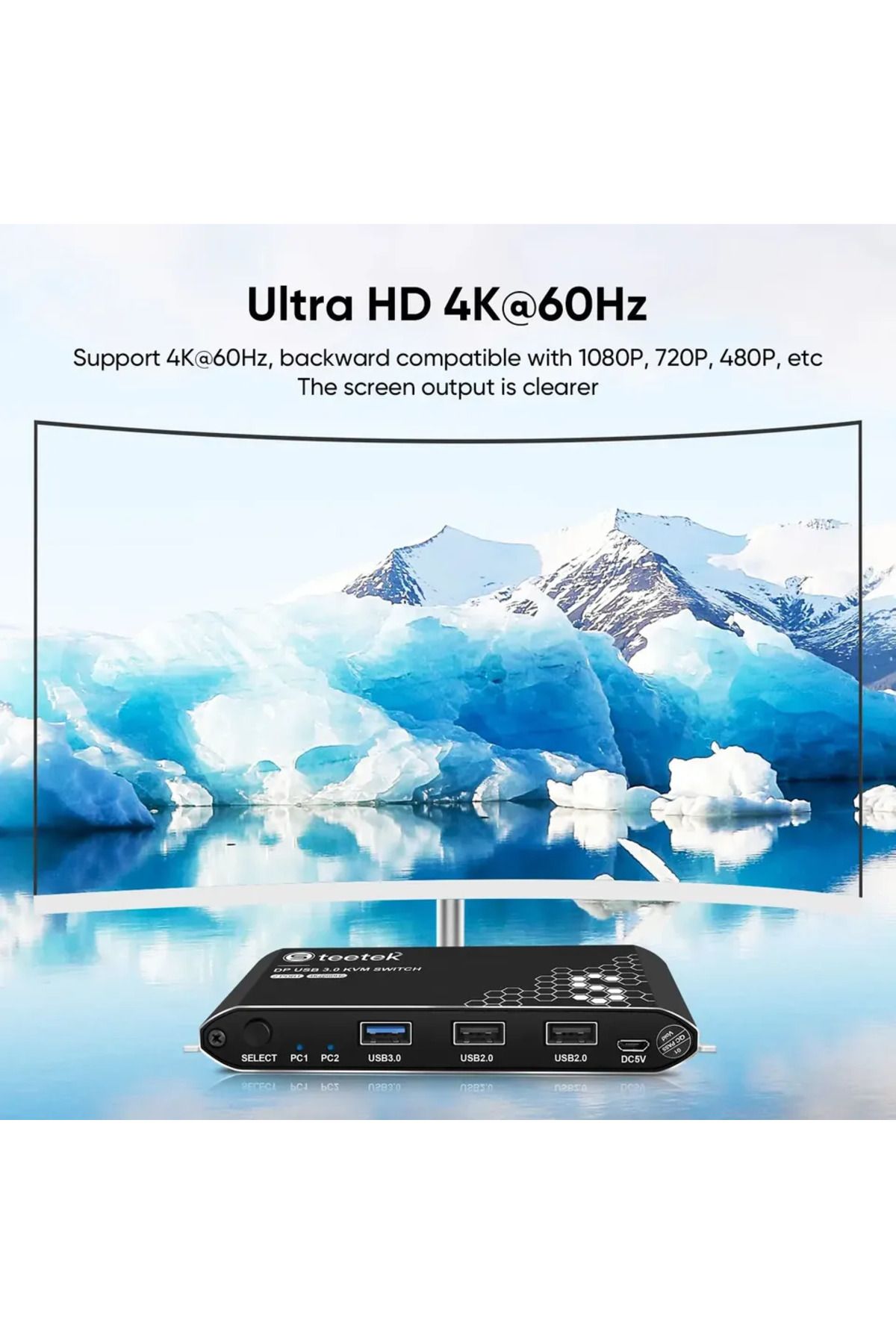 Choice-مفتاح DP KVM DP-2In-1Out، منفذان، دقة 4K@60Hz، يتيح لجهازين كمبيوتر مشاركة جهاز واحد أو جهازين 4