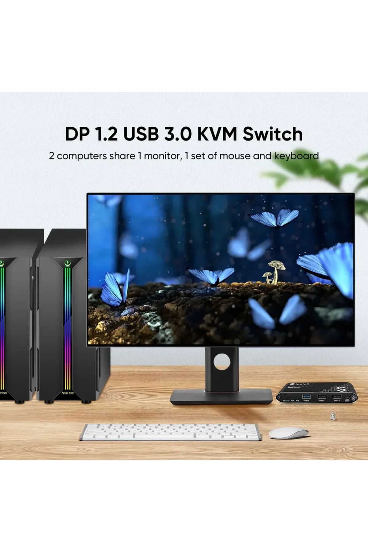 Choice-مفتاح DP KVM DP-2In-1Out، منفذان، دقة 4K@60Hz، يتيح لجهازين كمبيوتر مشاركة جهاز واحد أو جهازين 5