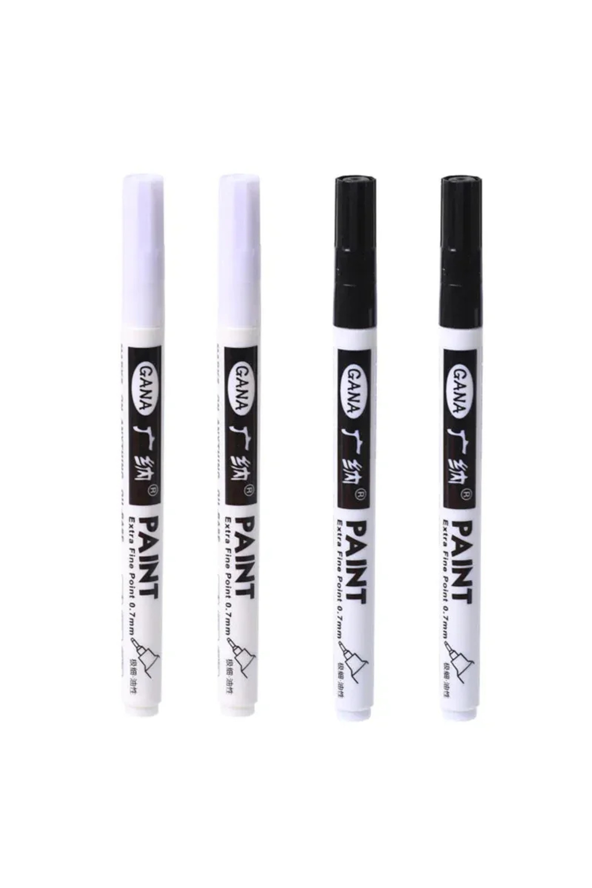 Choice-2black 2white 4Pcs/set Oil Based White Black Permanent Paint Markers Pens 0.7mm Extra Fine Waterproo 1