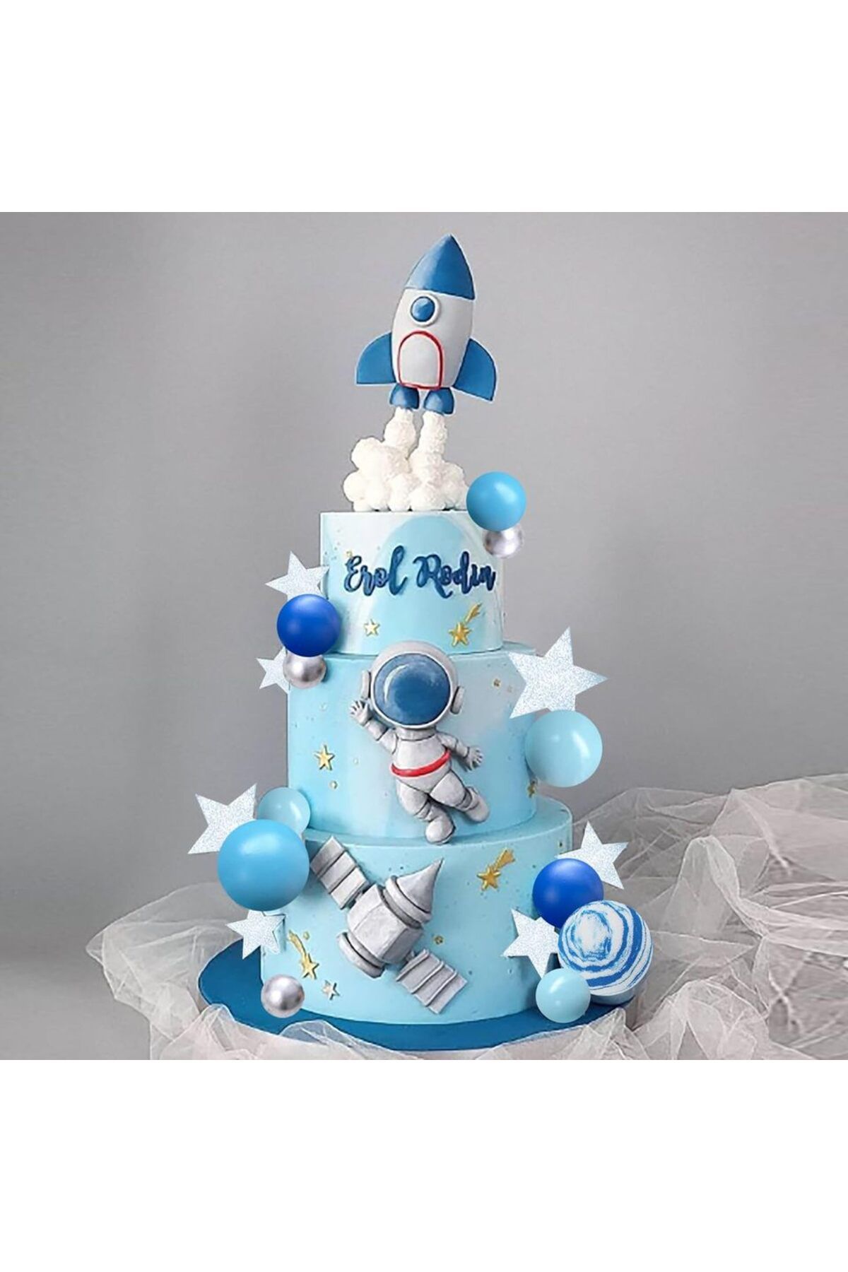 Choice-Astronaut set Space Cake Toppers Outer Space Astronaut Figurines Rocket Balls and Stars Space Theme 1