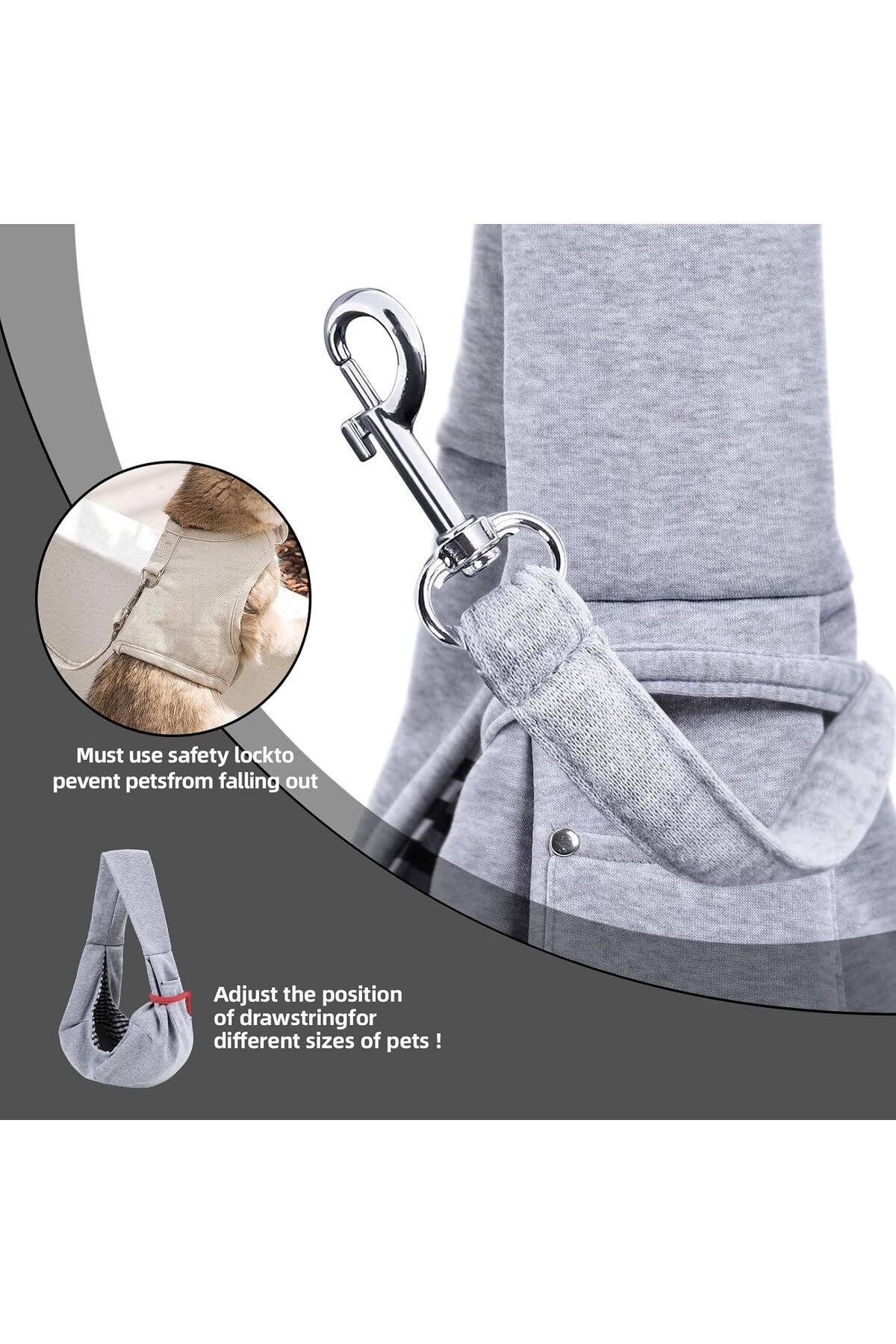 COOYA-Multipurpose dog carrier, soft and breathable, safe and portable, reversible, with storage bag, gray 5