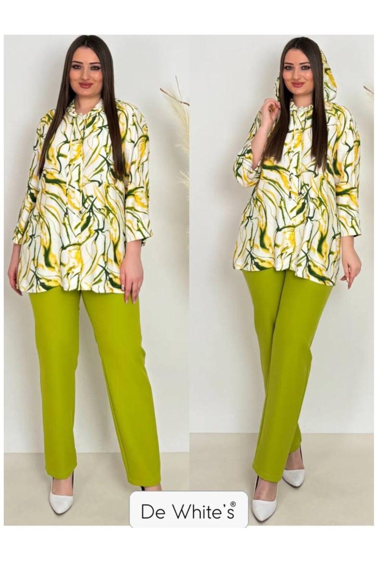 DE WHITES-Plus Size Hooded Printed Shirt 3