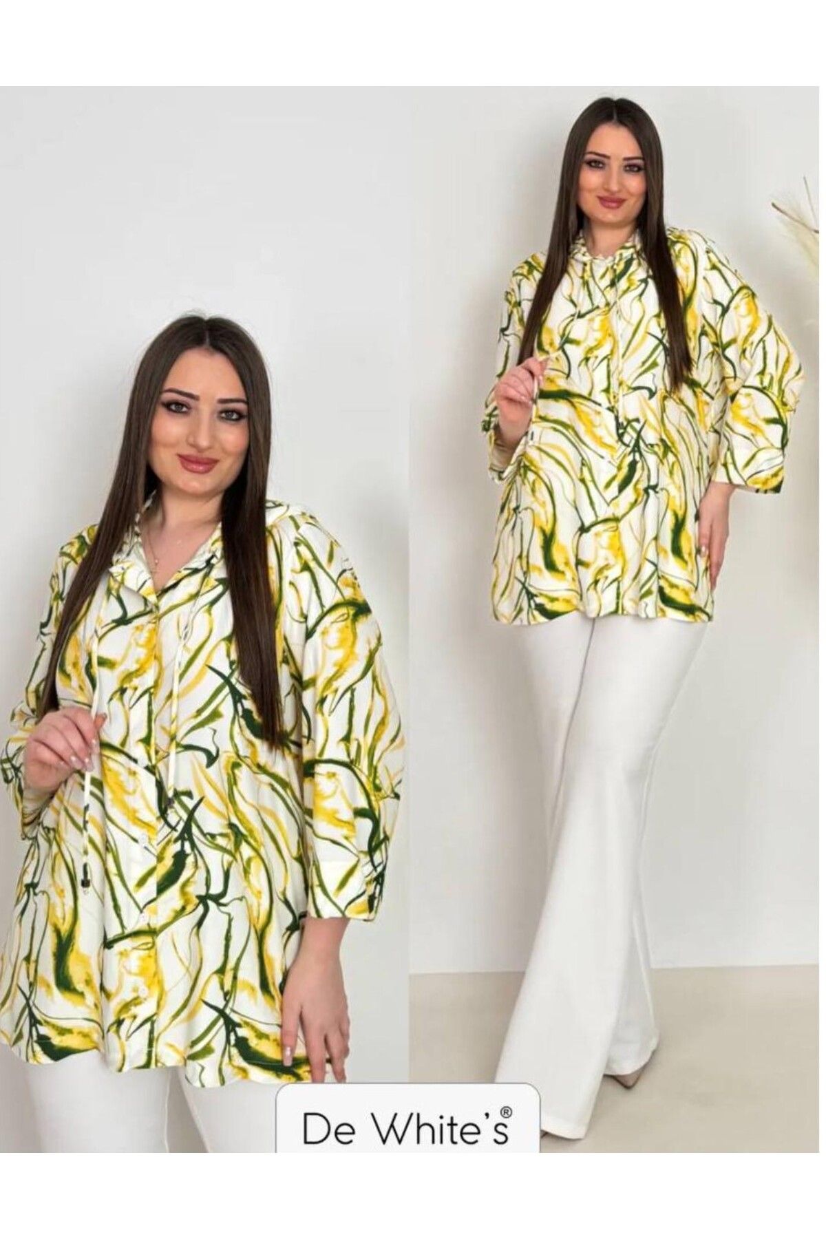 DE WHITES-Plus Size Hooded Printed Shirt 2