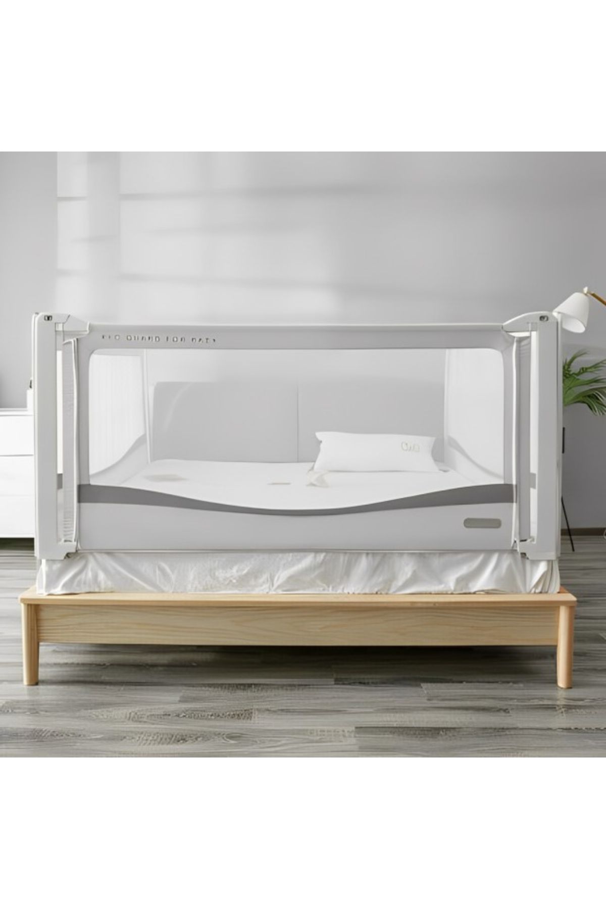 Chock chick-Premium XXL bed side protection, adjustable height 81-96 cm, 150 cm, Light gray 1