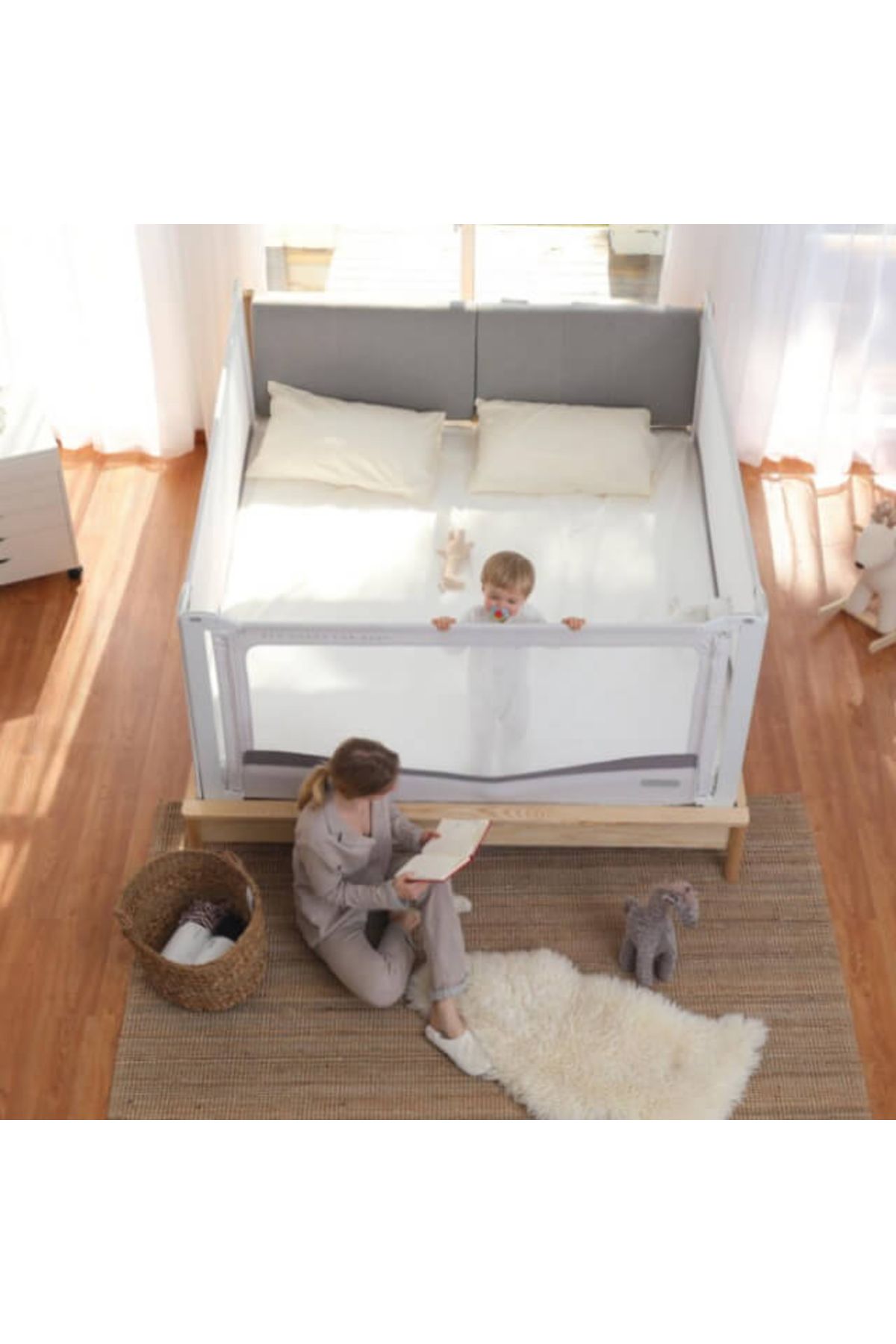 Chock chick-Premium XXL bed side protection, adjustable height 81-96 cm, 150 cm, Light gray 5