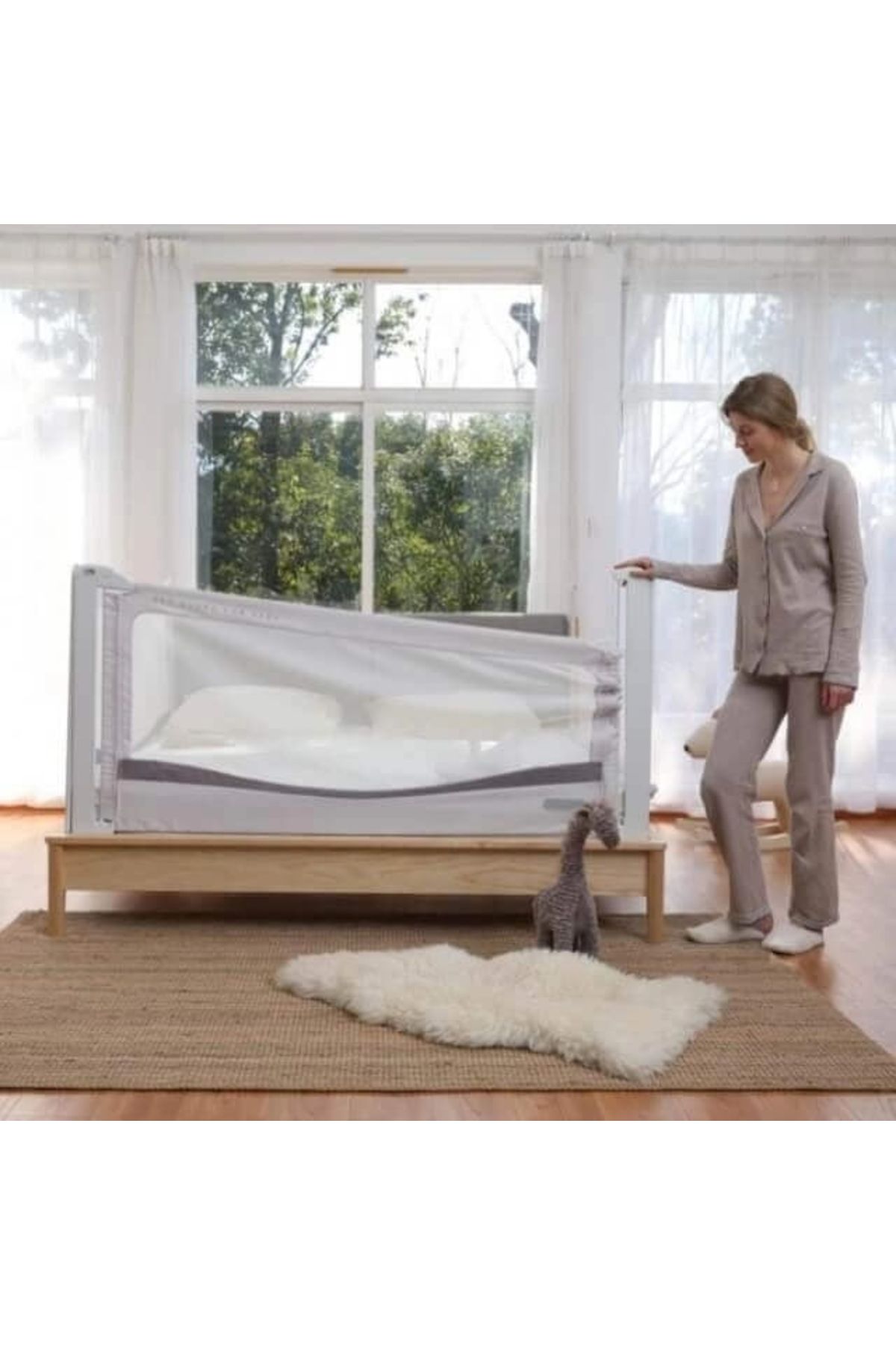 Chock chick-Premium XXL bed side protection, adjustable height 81-96 cm, 150 cm, Light gray 2
