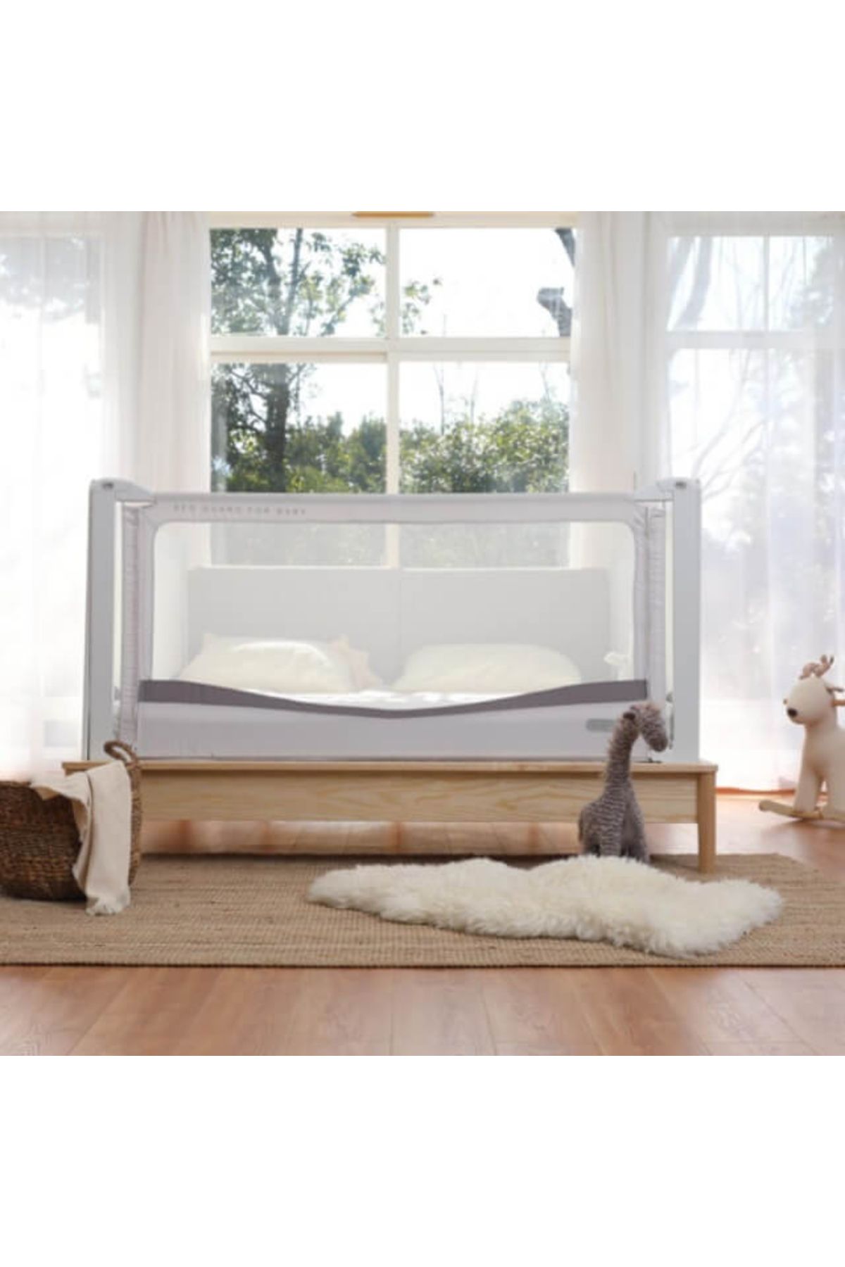 Chock chick-Premium XXL bed side protection, adjustable height 81-96 cm, 150 cm, Light gray 11