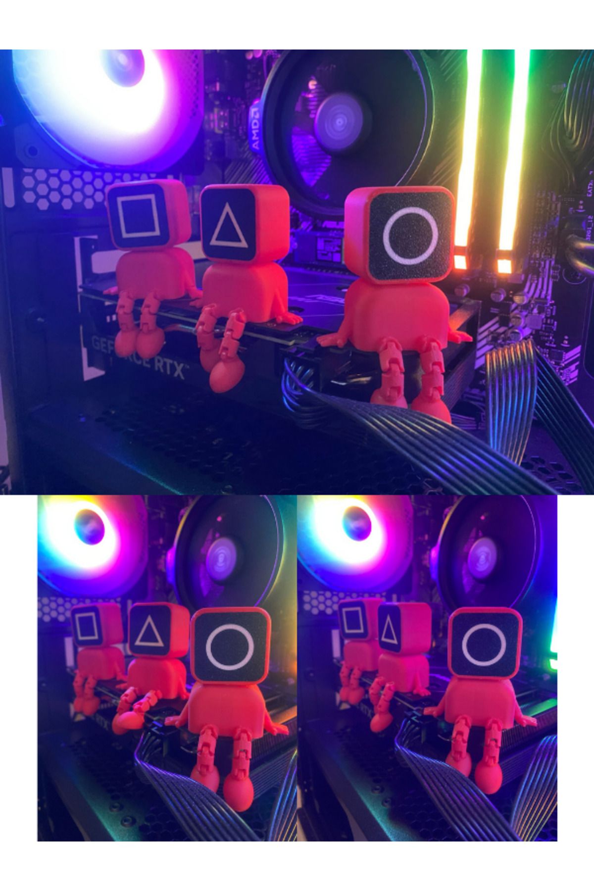 TEKİNOW-Squid Game Squid Game 3Pcs Figure Sitting Figurines Cosplay 3D Printing a Quality 4