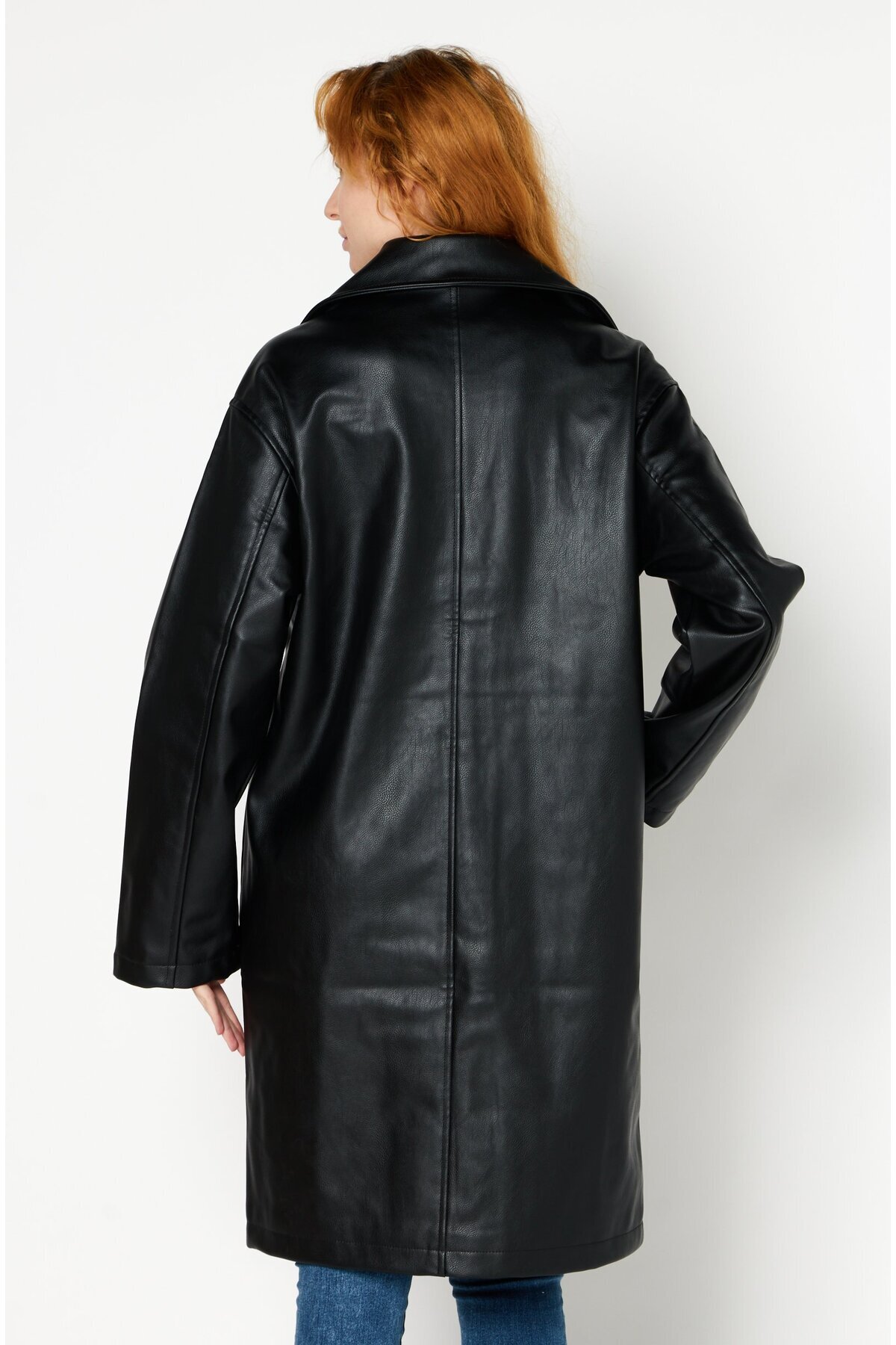 NA-KD-Women Solid Leather Trench Coat, Black 3