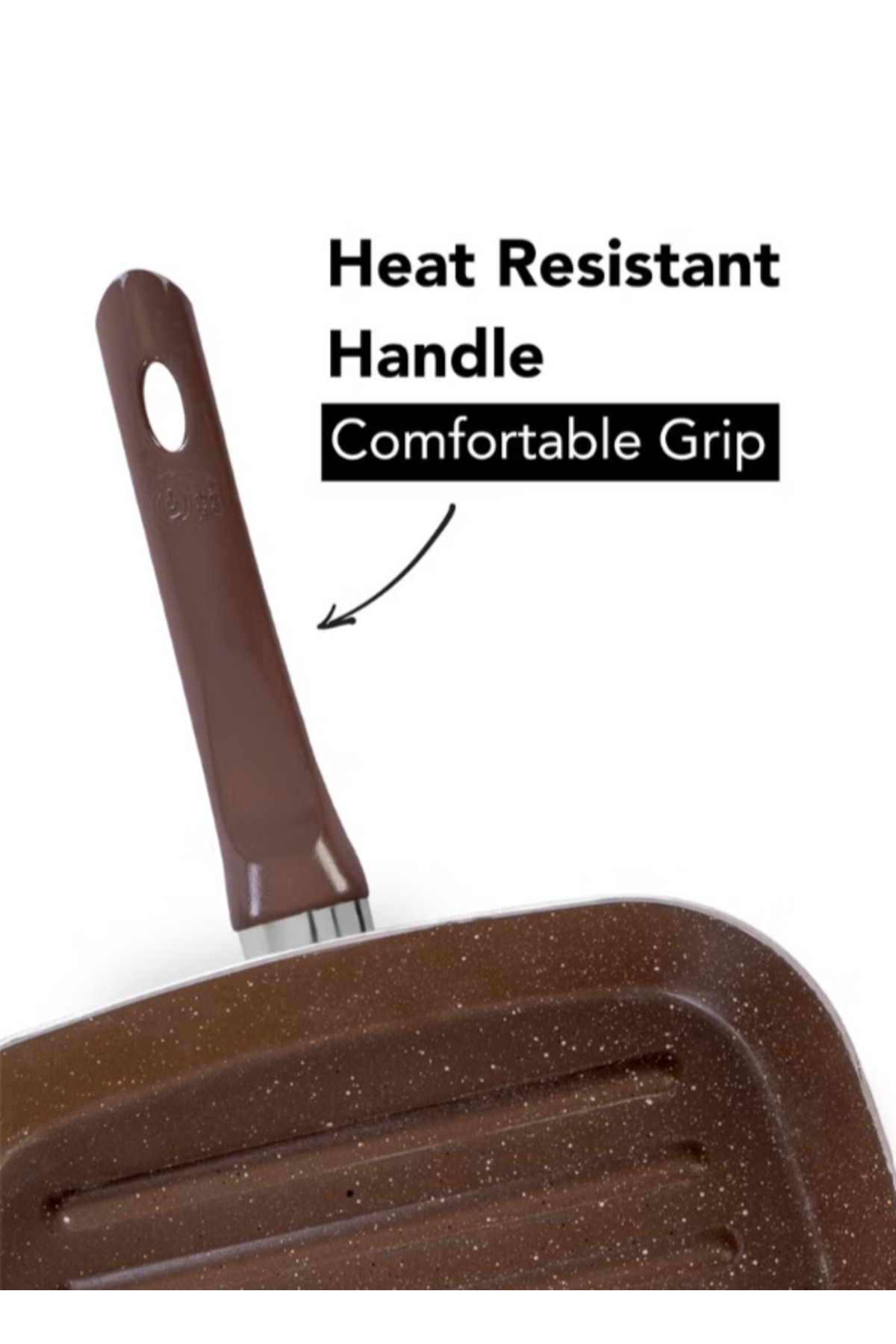 شواية رخامية بني/بيج 28 سم - مقبض من الباكليت