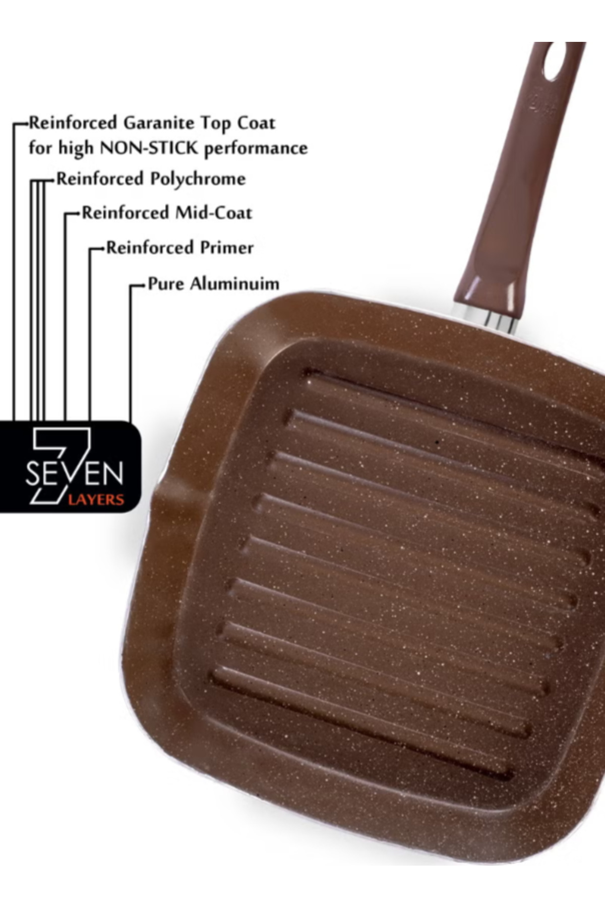 شواية رخامية بني/بيج 28 سم - مقبض من الباكليت