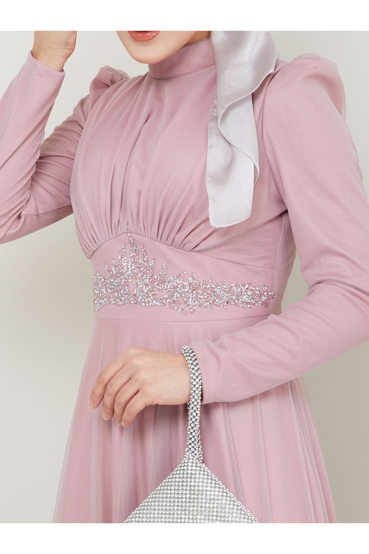 TesettürButik-Sultan Hijab Evening Dress 4
