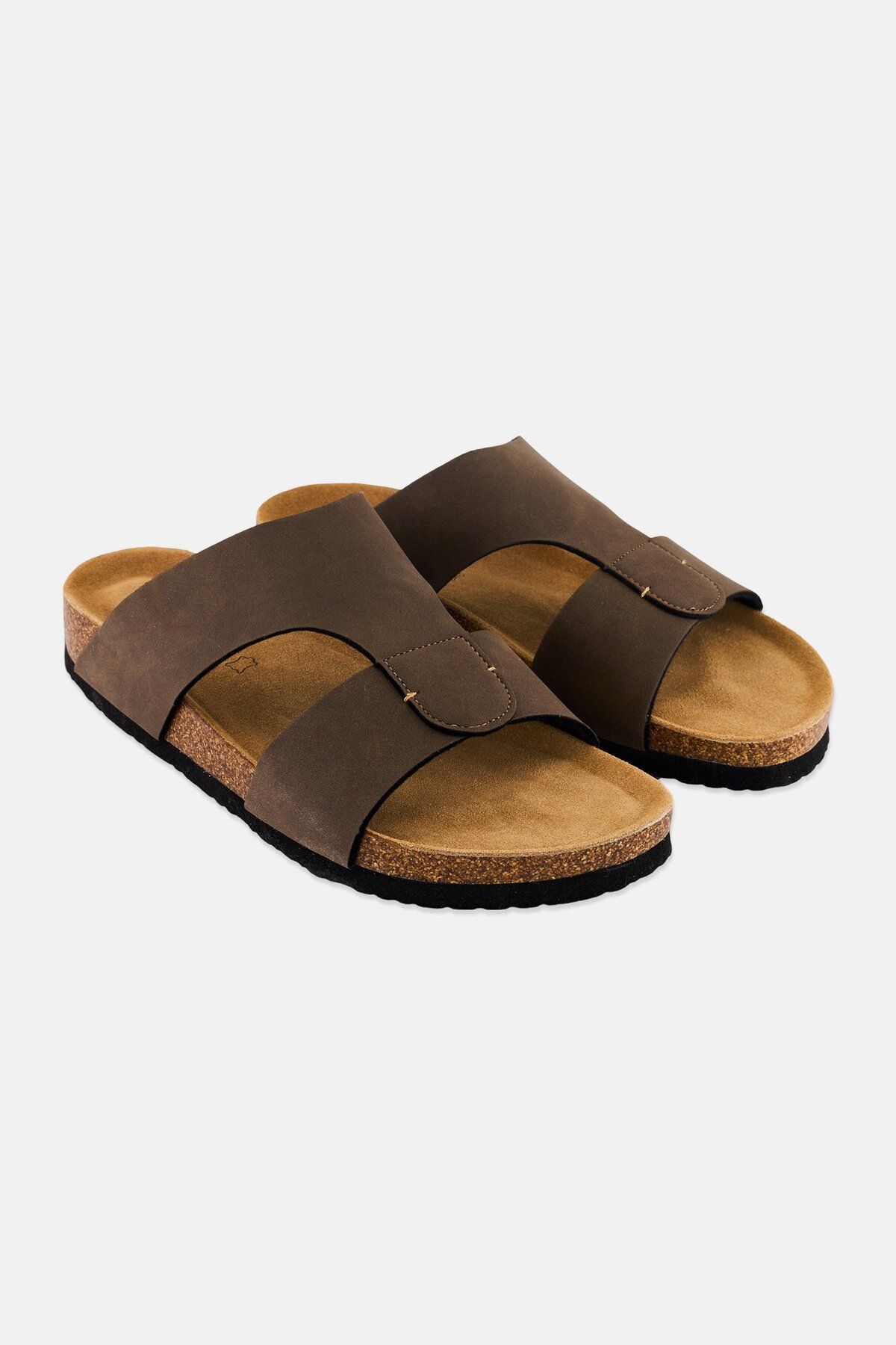Algspar-Men Slip On Cork Sandals, Brown 1