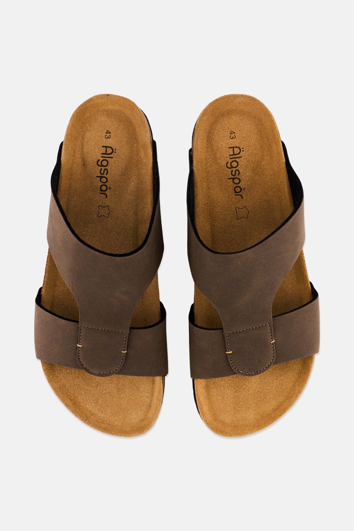 Algspar-Men Slip On Cork Sandals, Brown 3