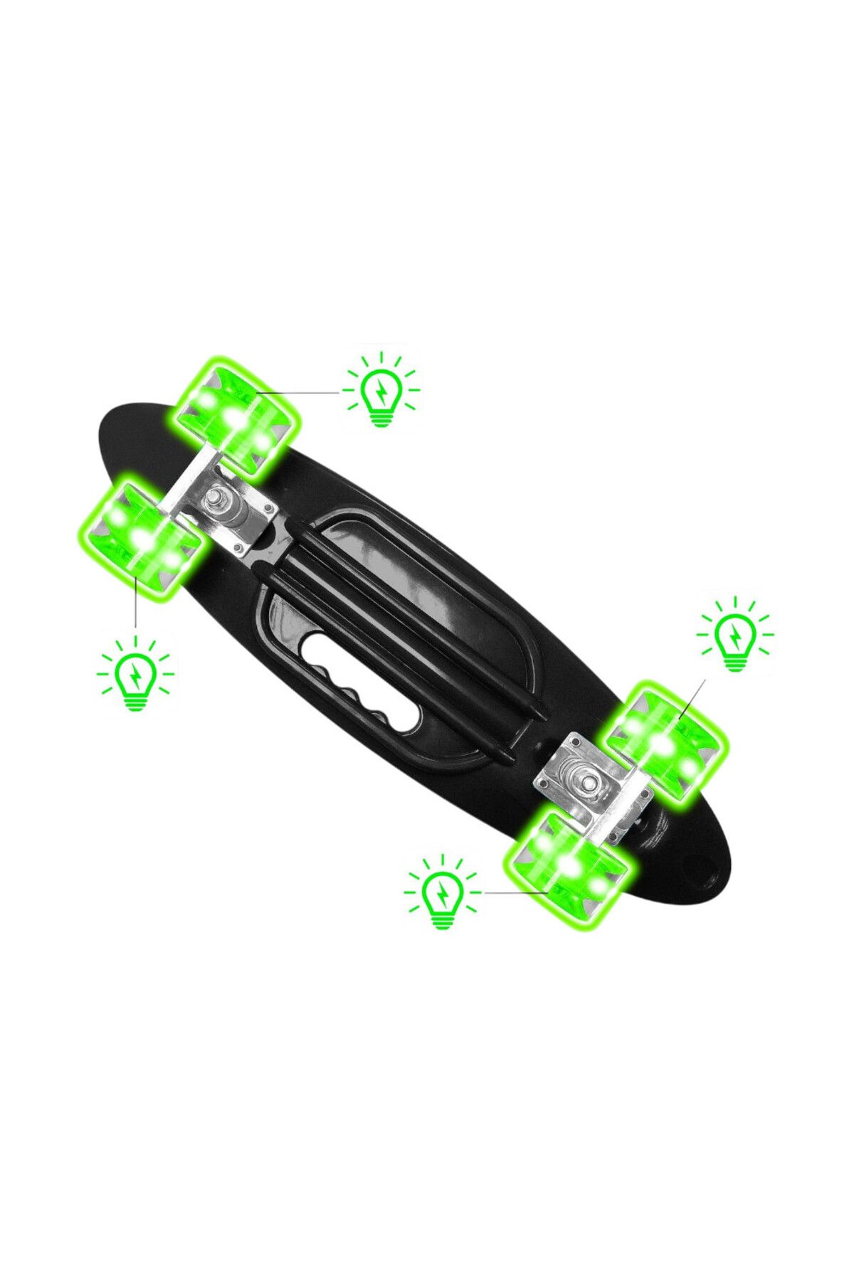 Homio-Skateboard Copii, 55x15 cm, roti luminoase fara baterii, multicolor, Skids Control Handle and Light 4