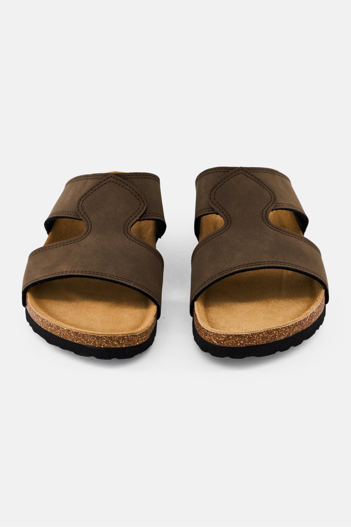 Algspar-Men Slip On Cork Sandals, Brown 2