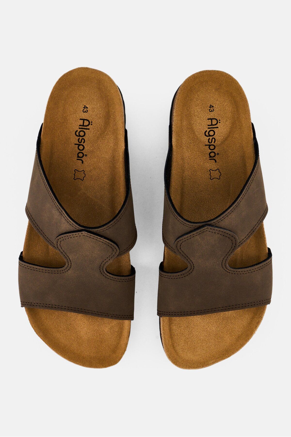 Algspar-Men Slip On Cork Sandals, Brown 3
