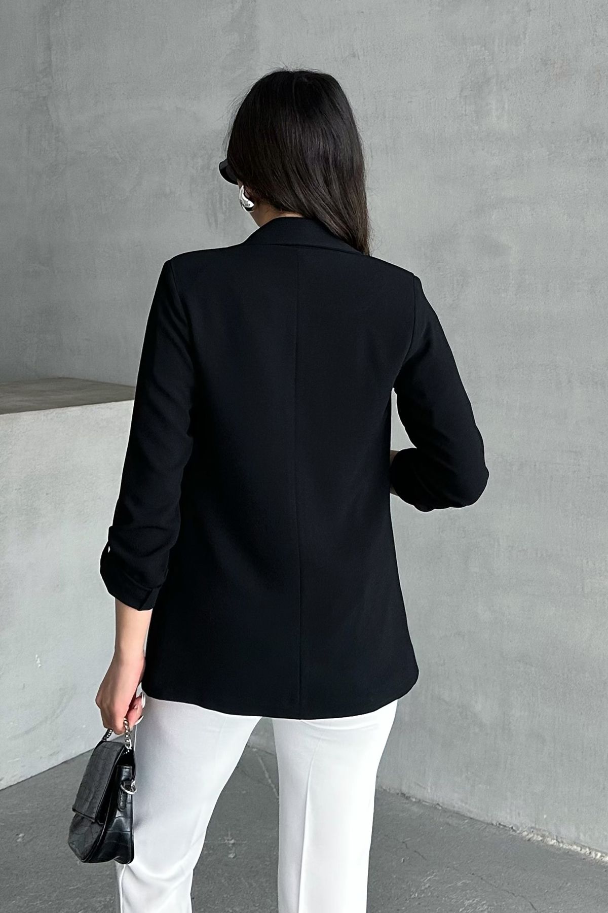 MD trend-Women's Sleeve Fold Lined Blazer Jacket 5