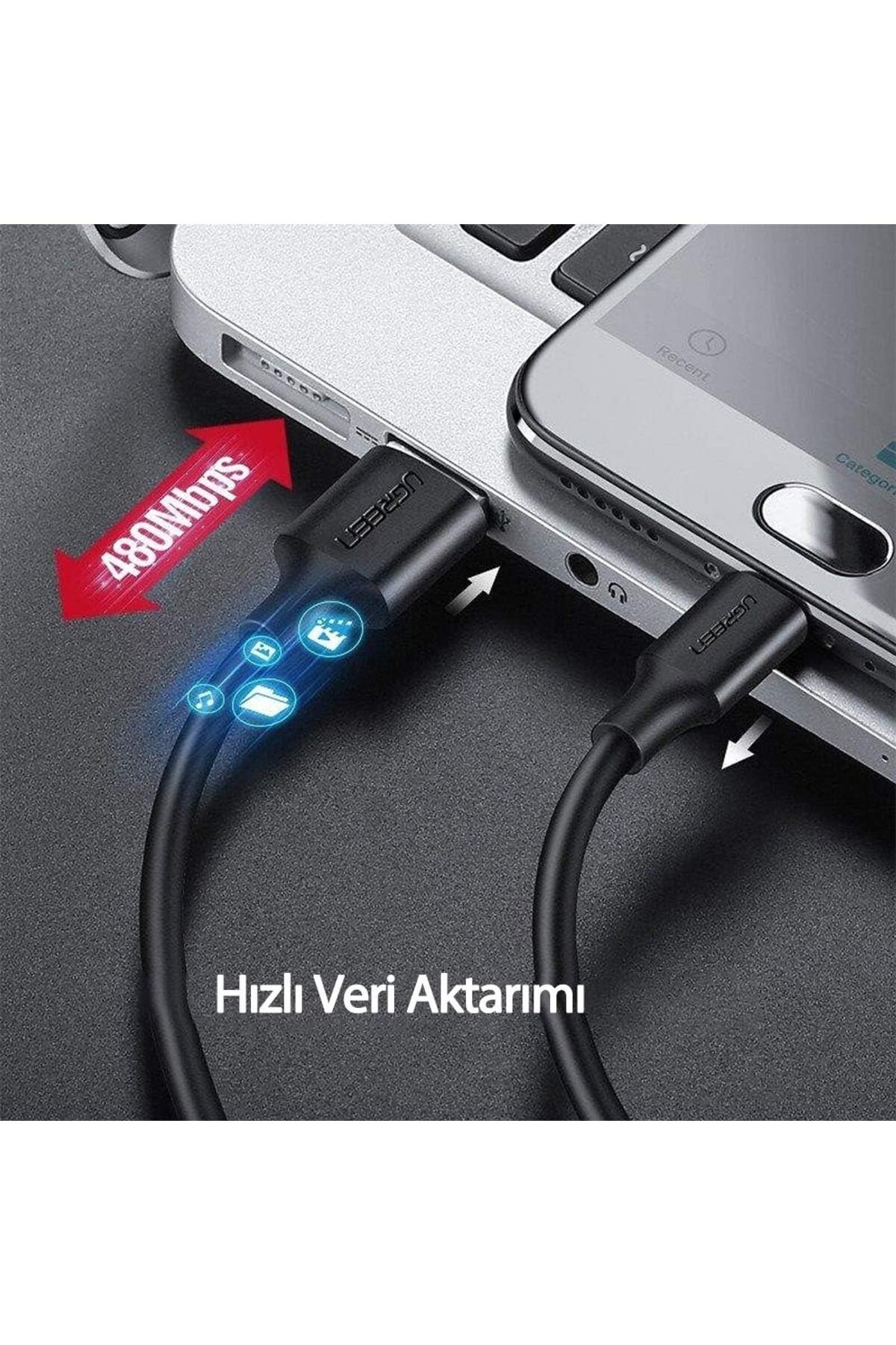 Ugreen-USB-A to USB-C Charging Cable, 2 Meter, Nylon Braided, Data Transfer, Universal Compatibility 6