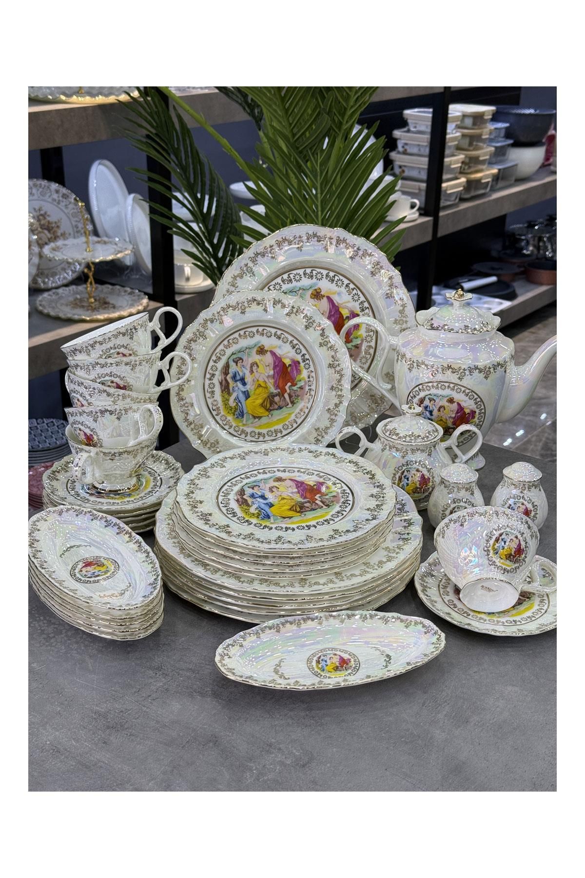 ROY KING Bone China Porselen Geraldine Lüx 36 Parça Kahvaltı Takımı