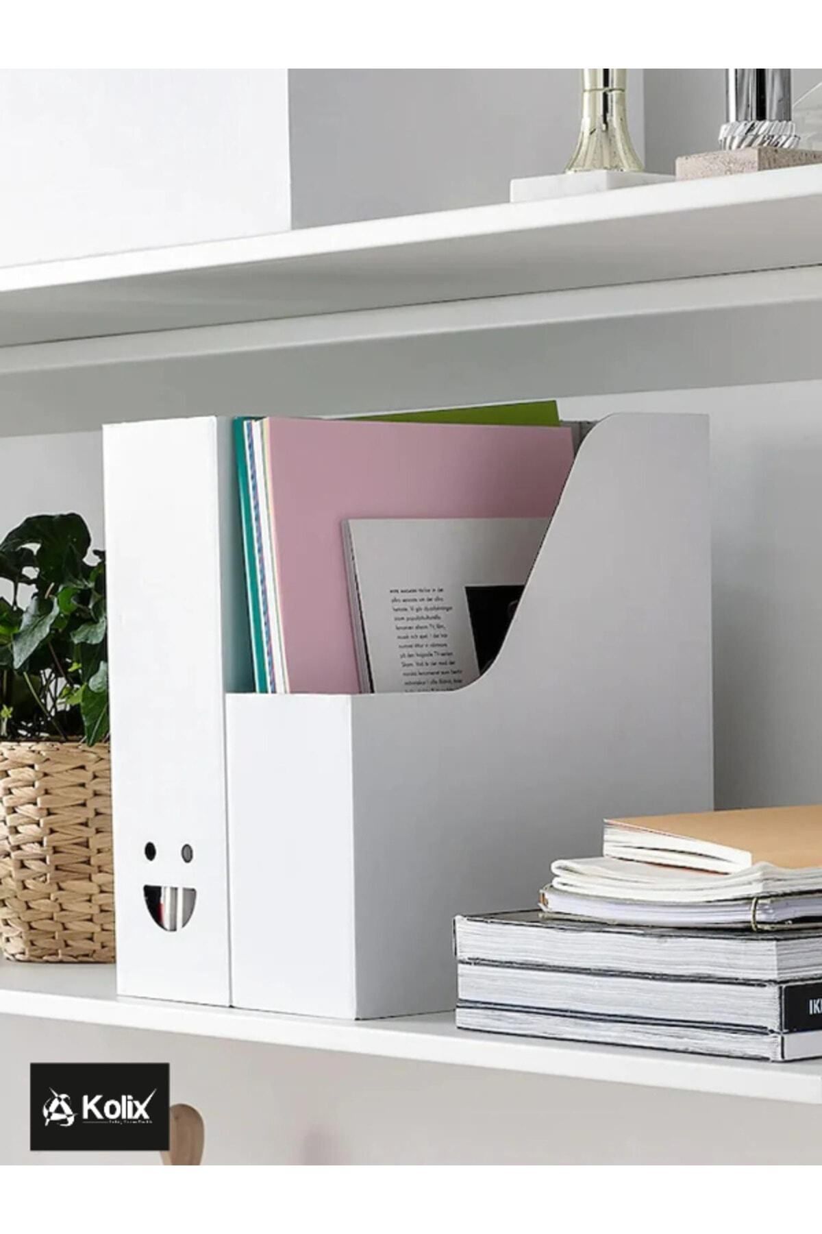 KOLİX-Magazine File Set Cardboard Folder Smiley Face White 2 PCS 4