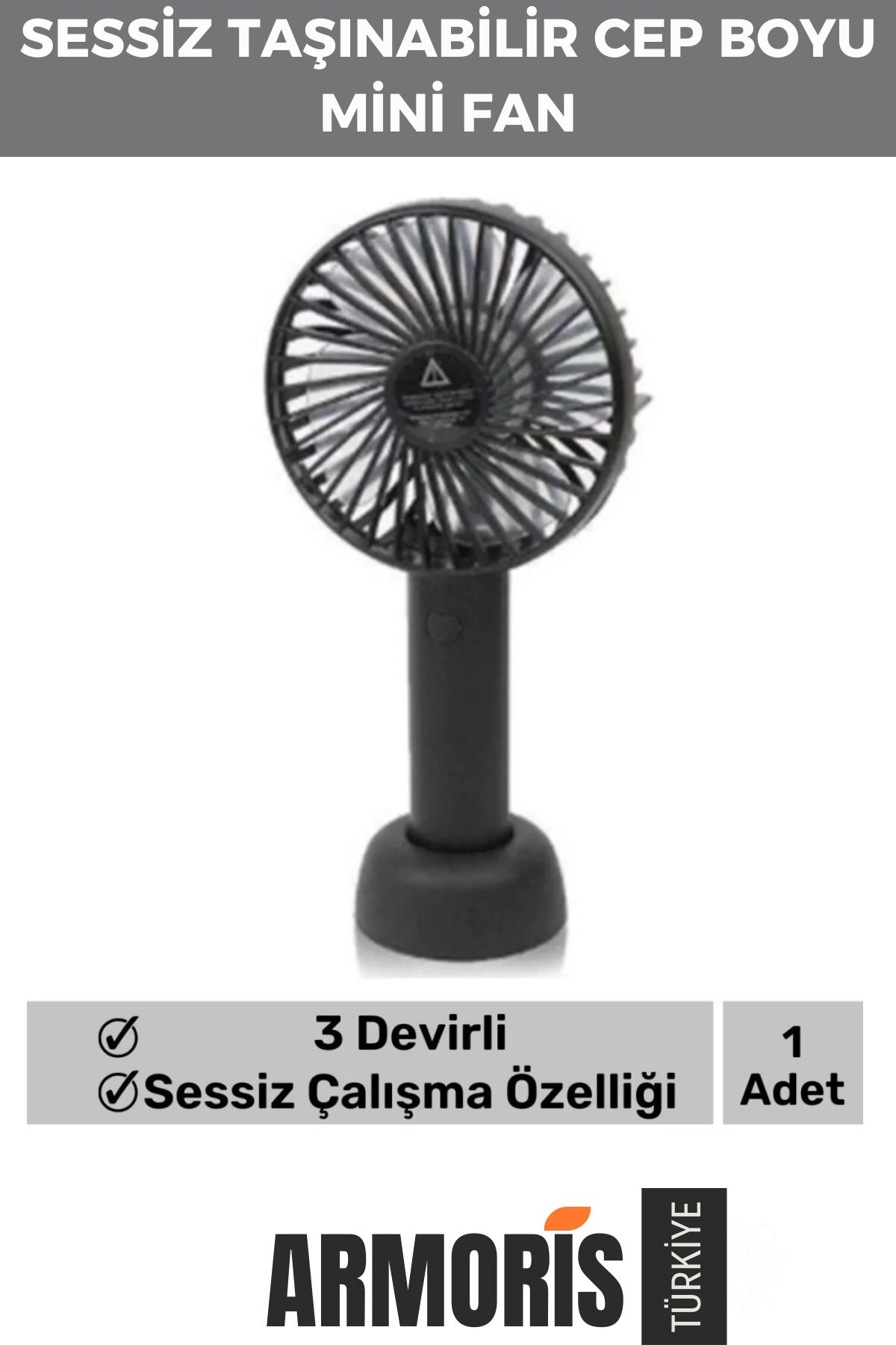 Armoris Yeni Nesil Usb Şarjlı 3 Kademeli Sessiz Taşınabilir Mini Fan Pervaneli Soğutucu Küçük Vantilatör
